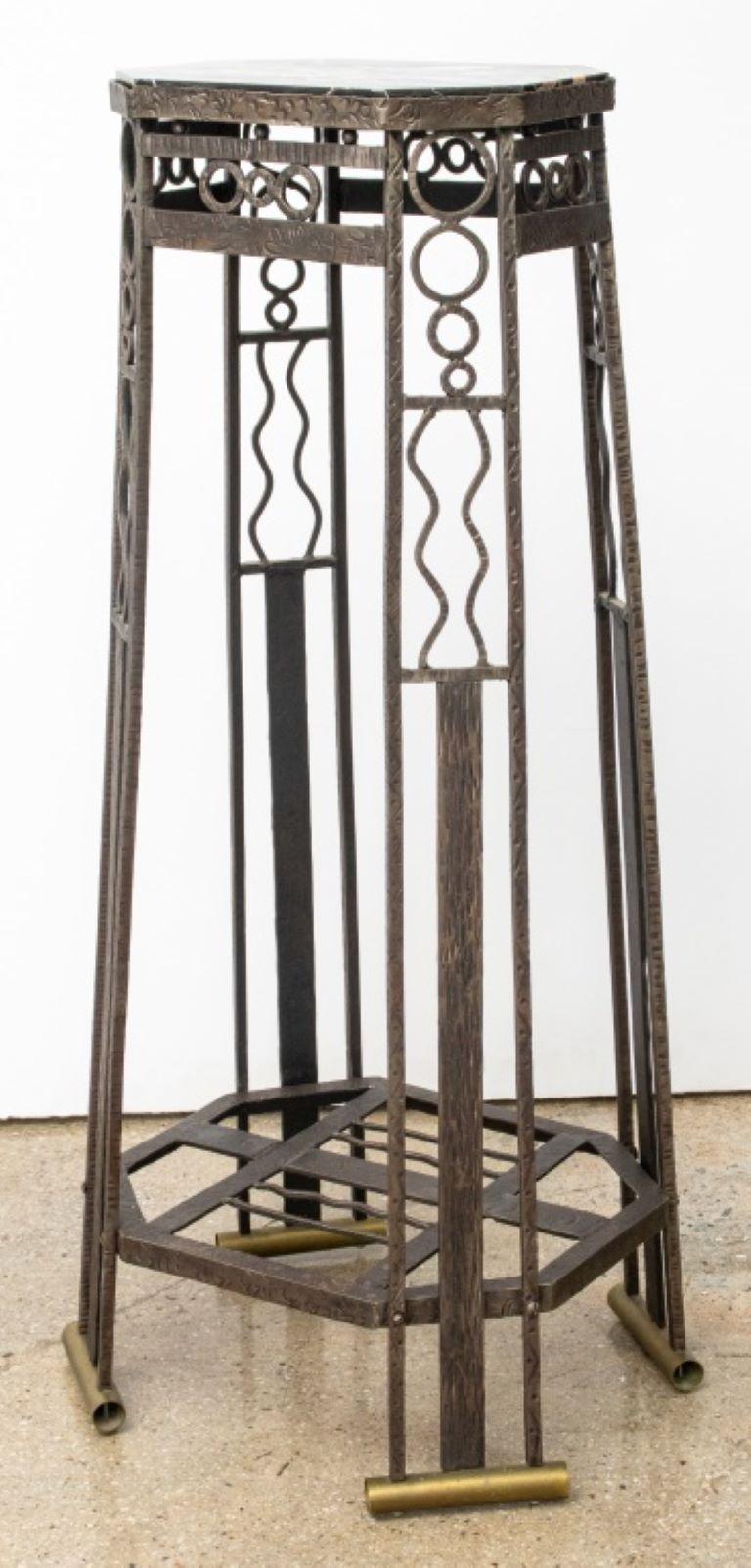 Edgar Brandt Style Art Deco Wrought Iron Pedestal For Sale 2