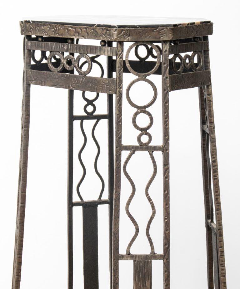 Edgar Brandt Style Art Deco Wrought Iron Pedestal For Sale 3