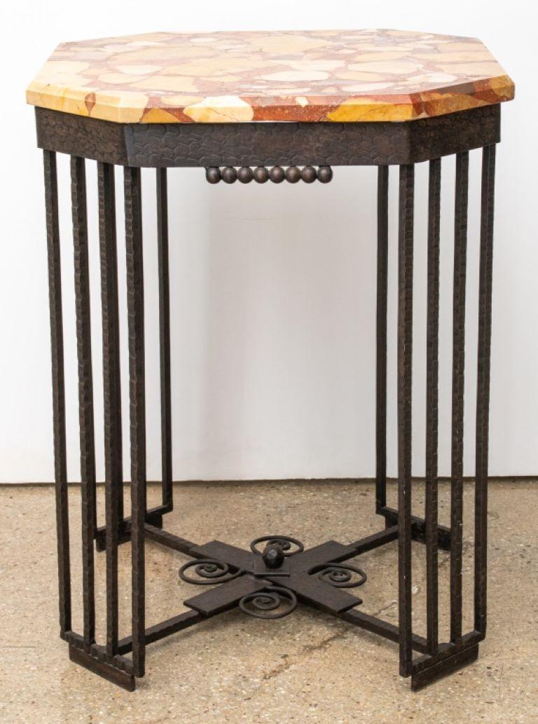 Edgar Brandt Style Art Deco Wrought Iron Marble Top Pedestal Table.

Dealer: S138XX