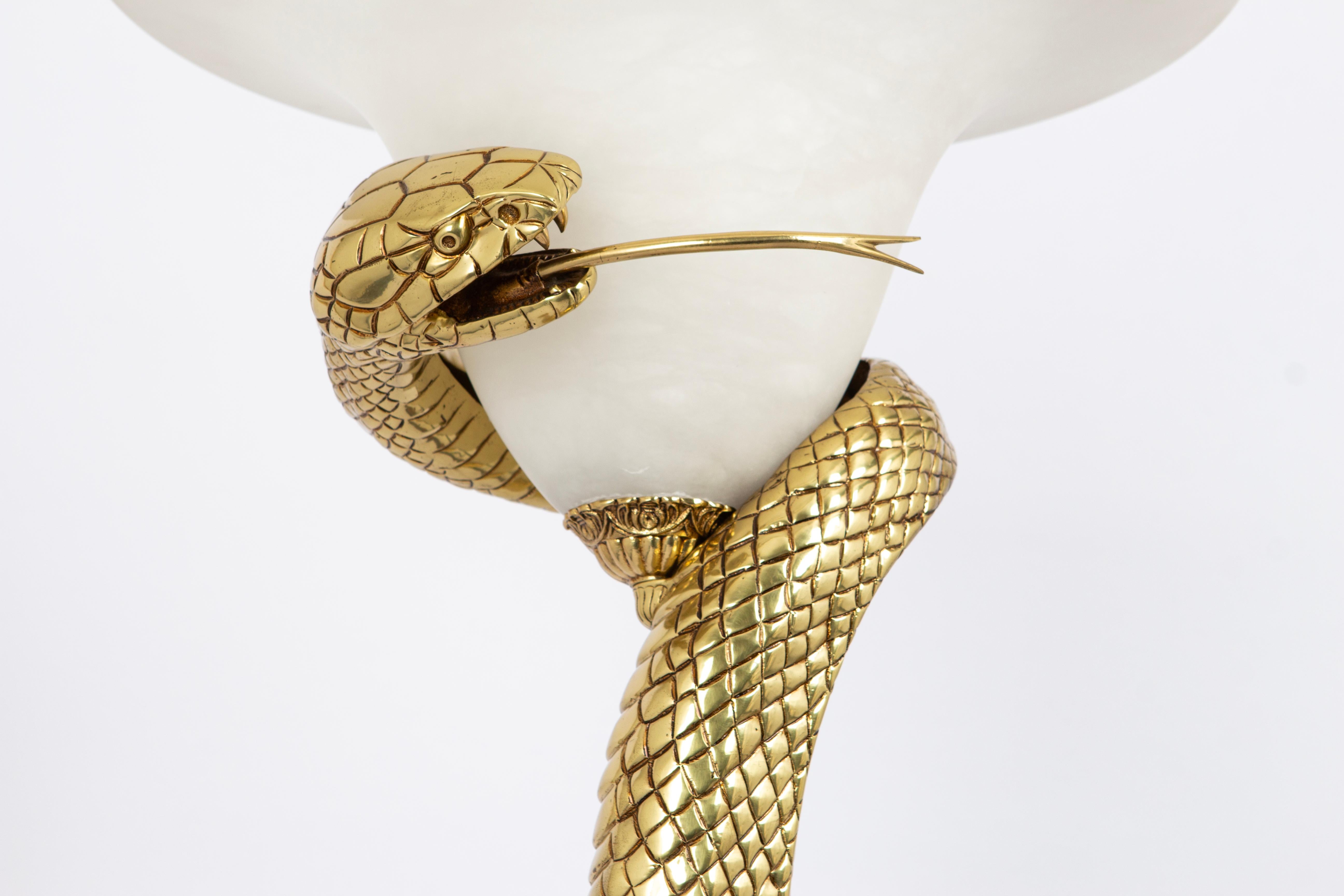 Fine XX secolo Lampada da terra a serpente in bronzo stile Edgar Brandt in vendita