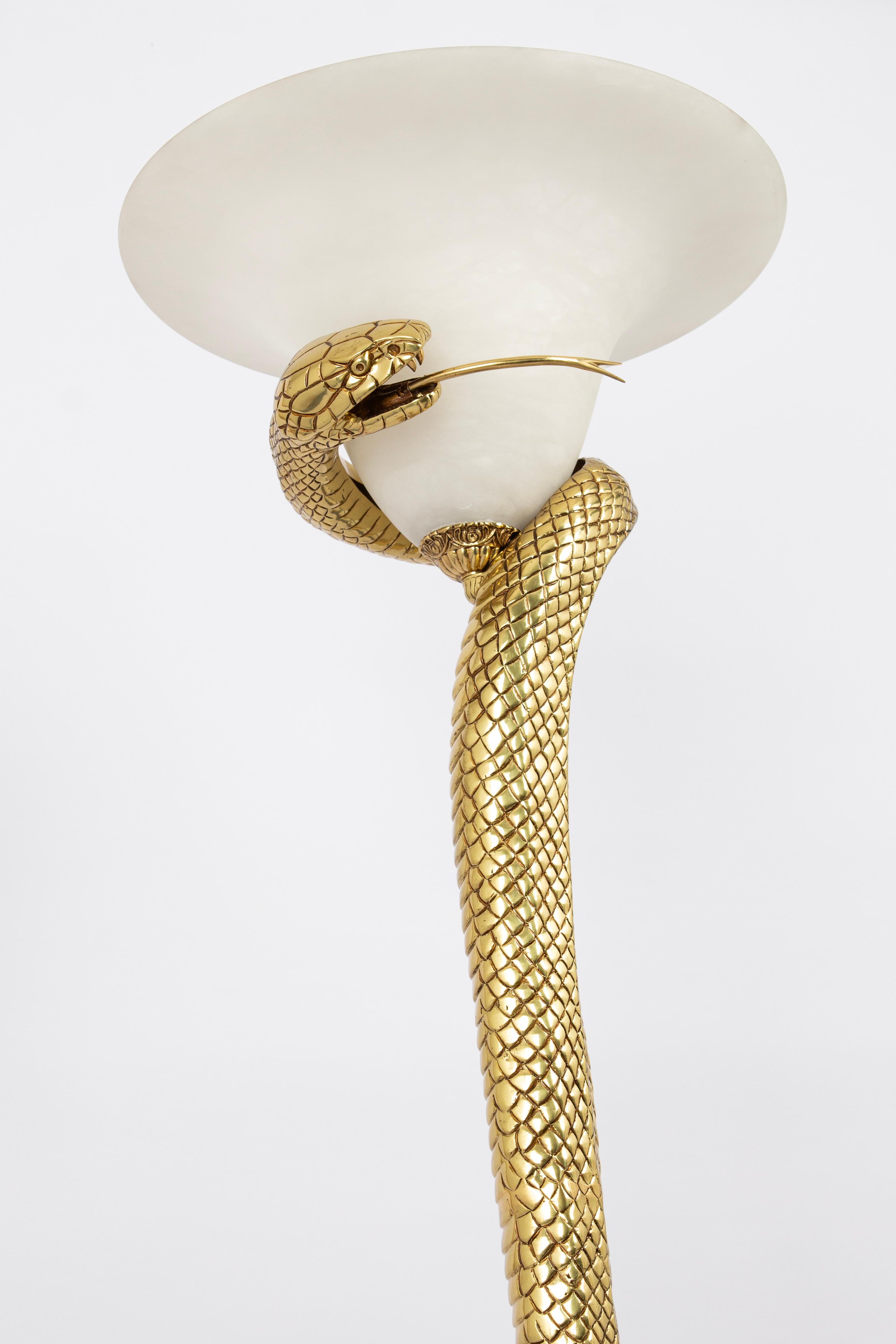 Lampada da terra a serpente in bronzo stile Edgar Brandt in vendita 1