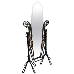 Französischer Art-Déco-Spiegel aus geschmiedetem Eisen im Edgar Brandt-Stil