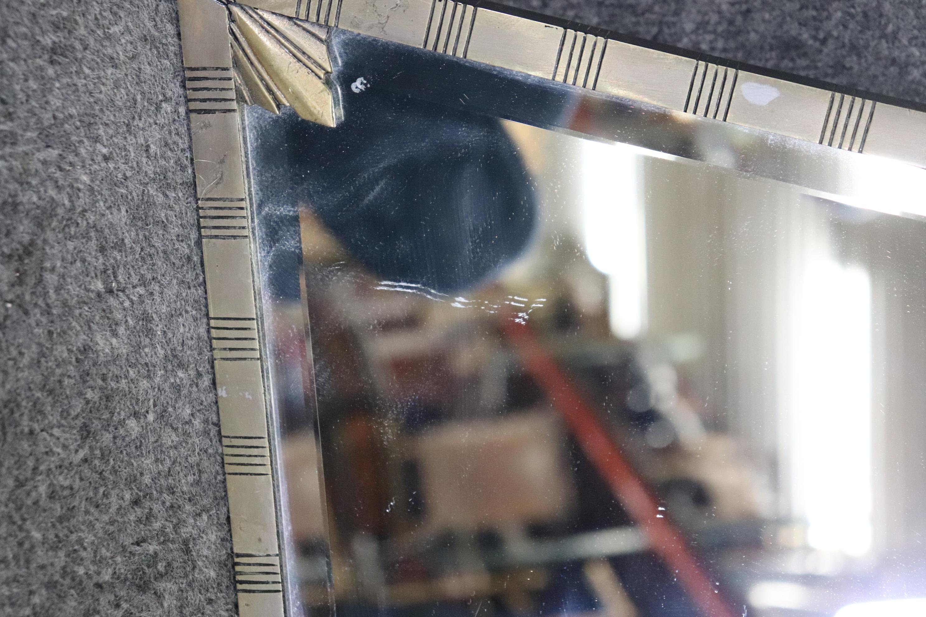 Français Edgar Brandt style French Iron Art deco Triangular Wall Mirror Circa 1930 en vente