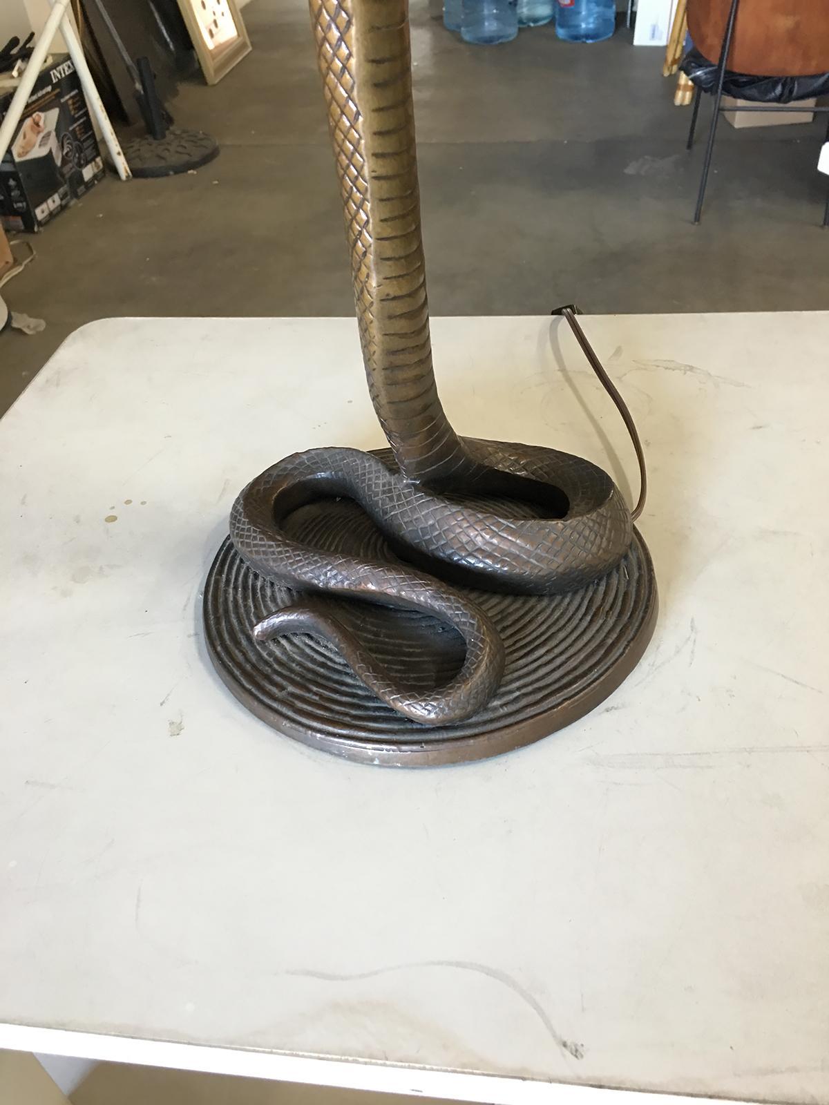 Art Nouveau Hand Cast Art Deco Bronze Snake Floor Lamp