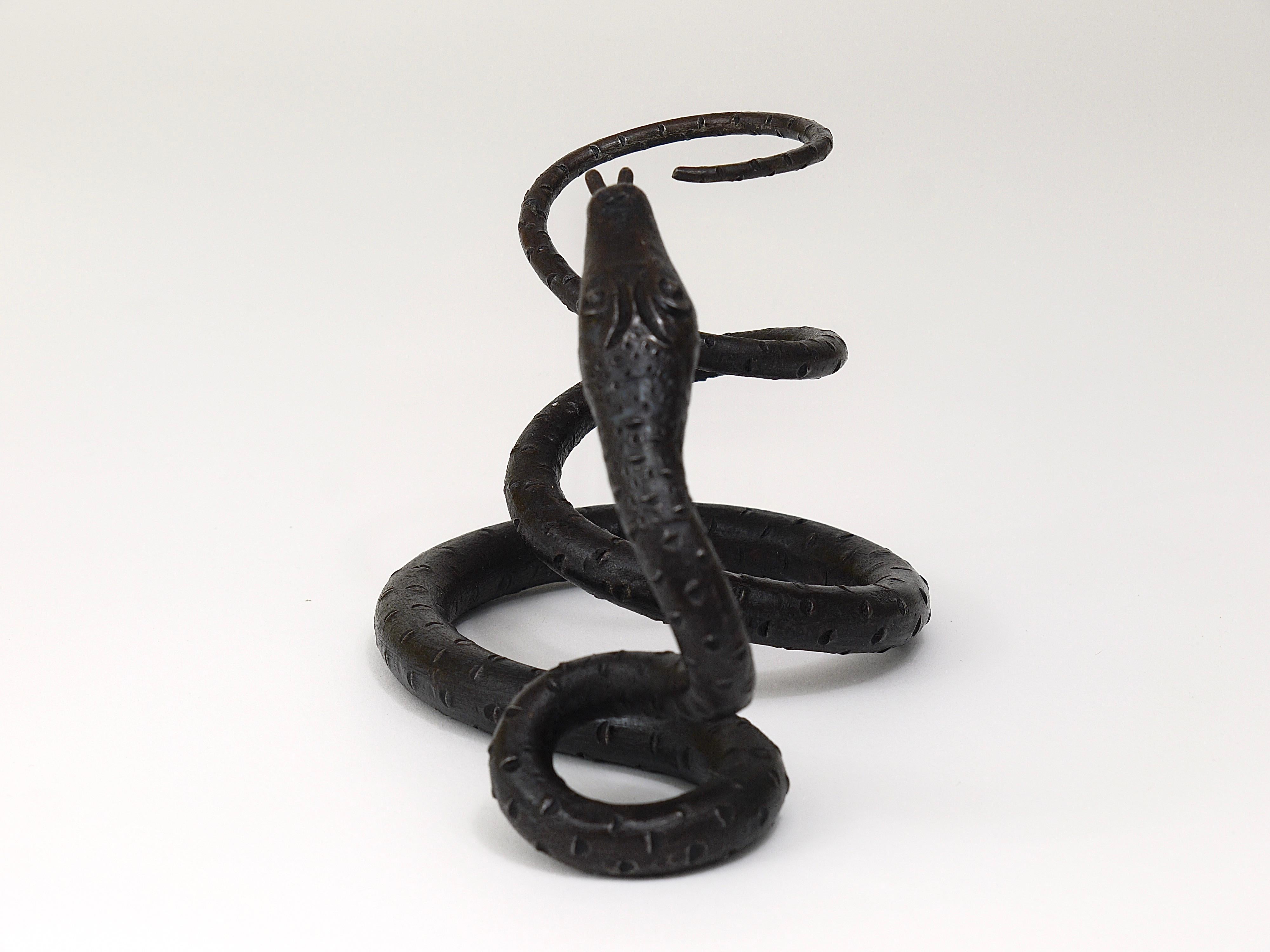 Edgar Brandt Style Hand Forged Iron Snake or Serpent Sculpture, Austria, 1920s For Sale 5