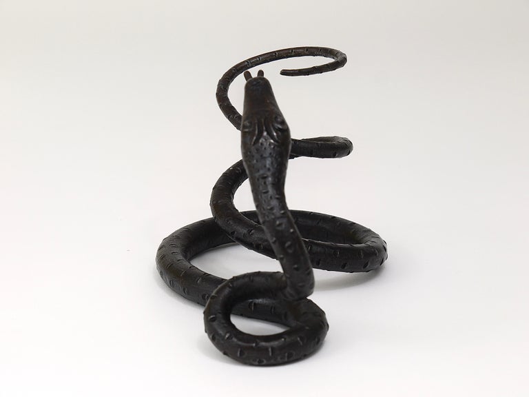 Edgar Brandt Style Hand Forged Iron Snake or Serpent Sculpture, Austria, 1920s For Sale 6