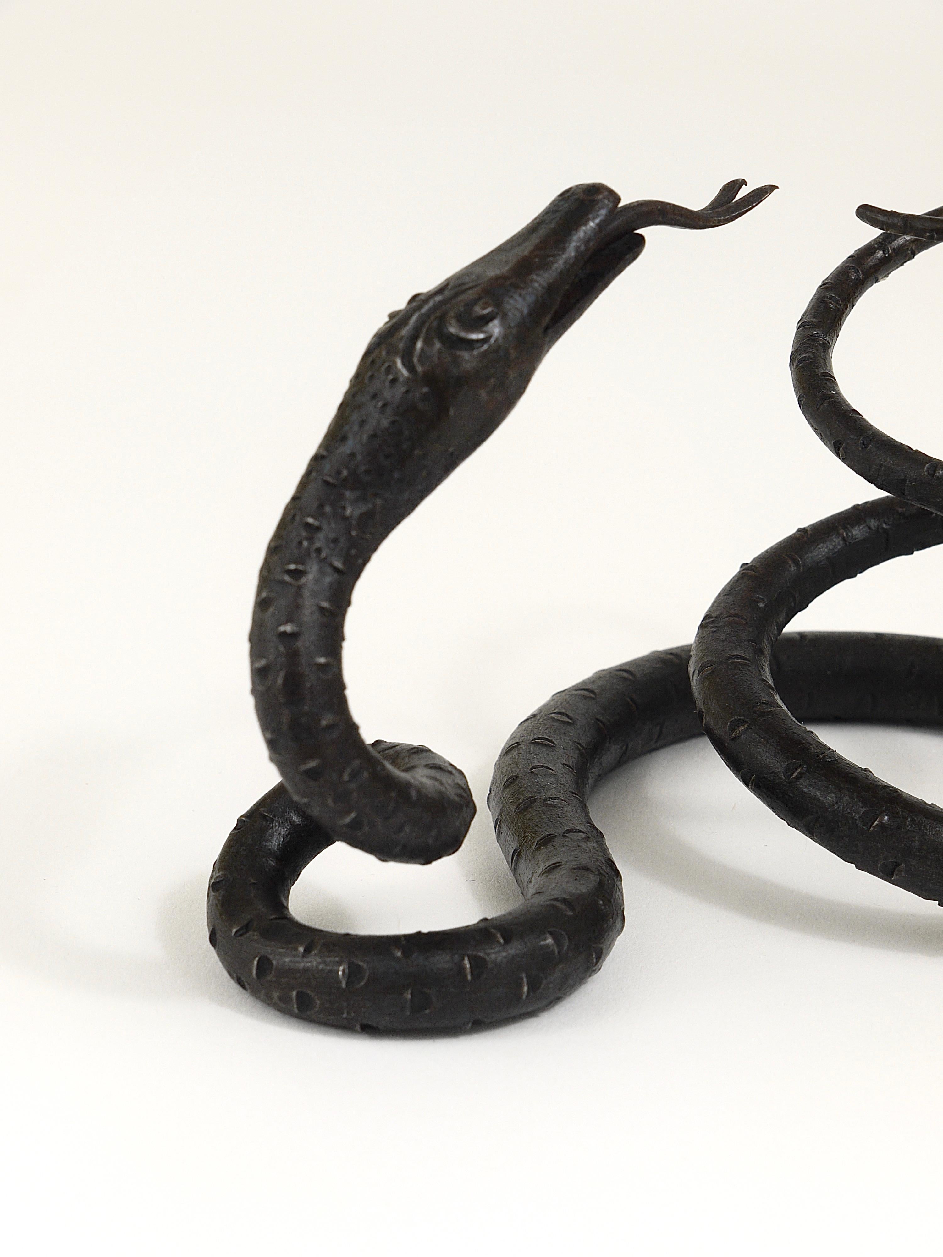 Edgar Brandt Style Hand Forged Iron Snake or Serpent Sculpture, Austria, 1920s For Sale 10