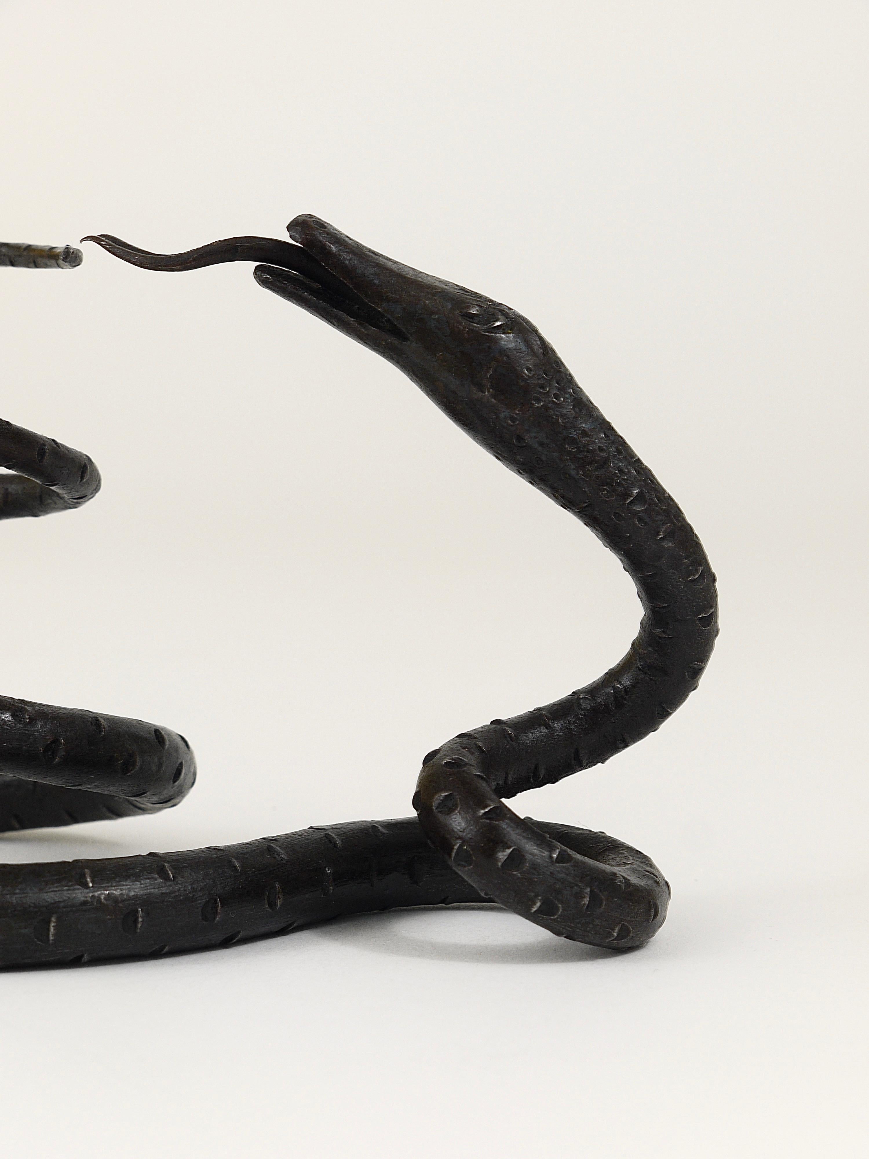 Art Nouveau Edgar Brandt Style Hand Forged Iron Snake or Serpent Sculpture, Austria, 1920s For Sale
