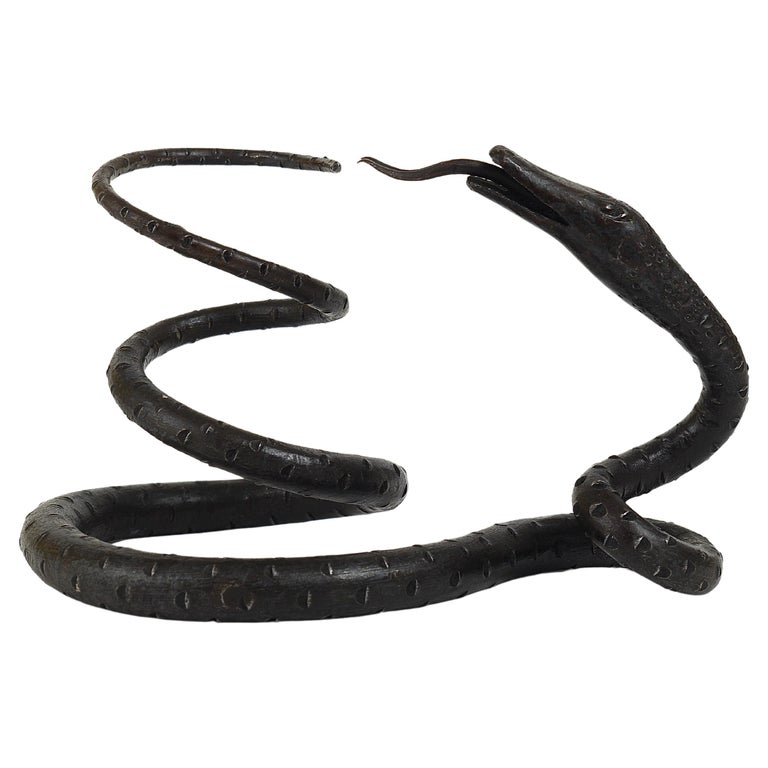 Edgar Brandt Style Hand Forged Iron Snake or Serpent Sculpture, Austria, 1920s For Sale