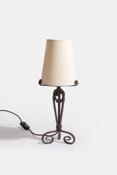 Edgar Brandt Wrought Iron Table Lamp, France c.1925