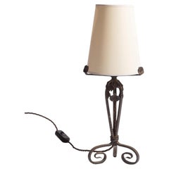 Edgar Brandt Wrought Iron Table Lamp, France c.1925