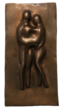 1970s American Modern Bronze Figurative Wall Hanging Sculpture by Edgar Britton