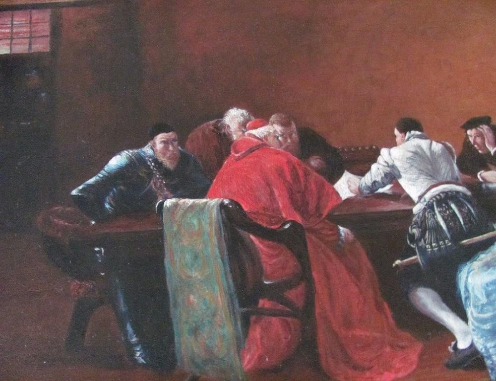portrait cardinal interior  religious scene by Edgar Bundy 1