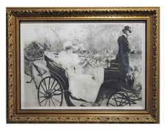 "La Promanade" Black and White Print of a Women in a Carriage Edition