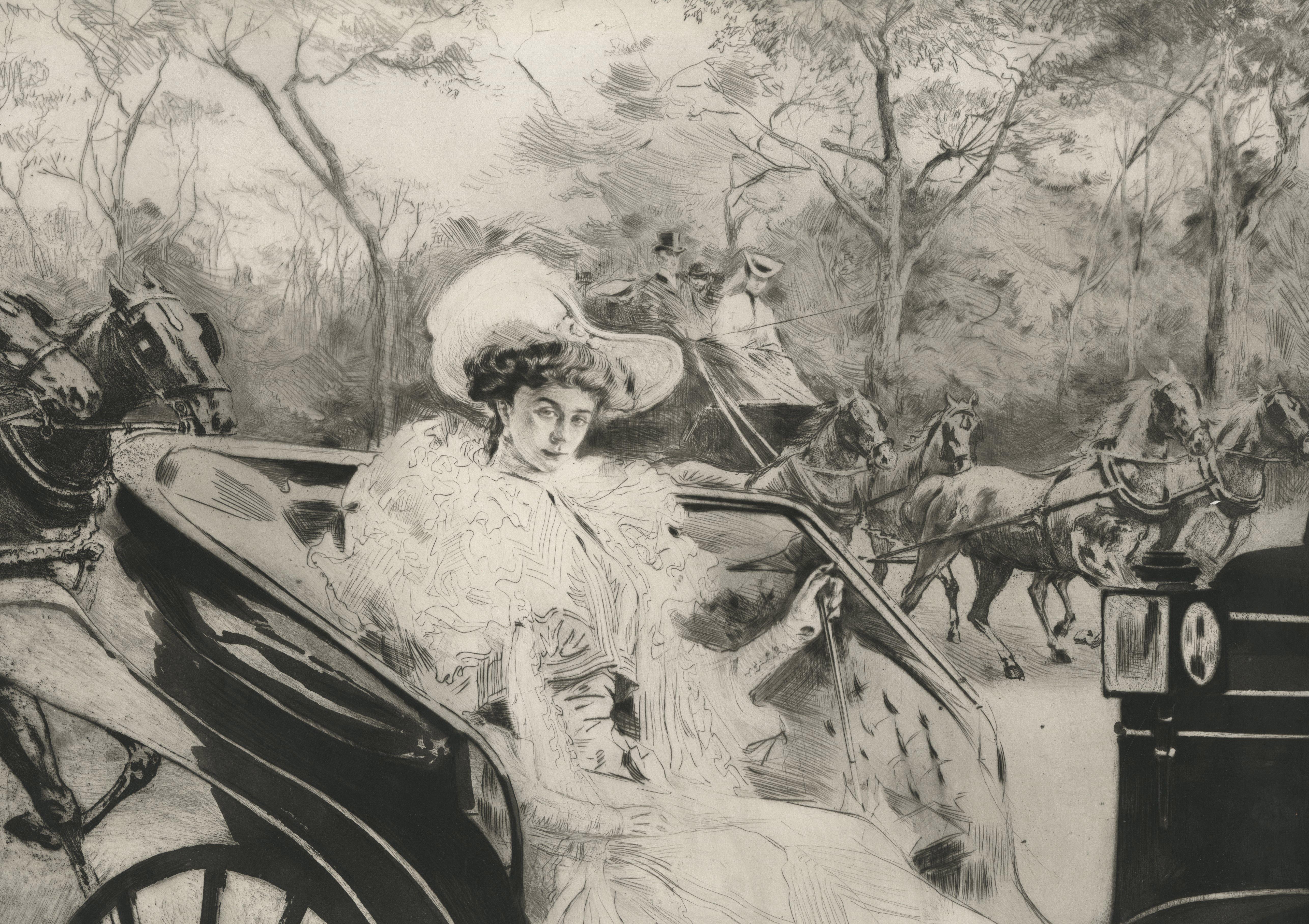 Die Promenade  (Art nouveau), Print, von Edgar Chahine