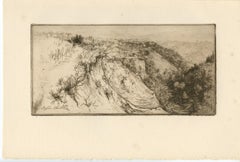 "La vallee fertile, pres Monte Oliveto Maggiore" original etching