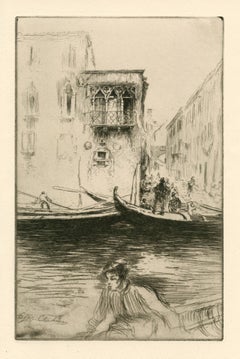 Antique "Rio Ca Foscari, Venice" original etching