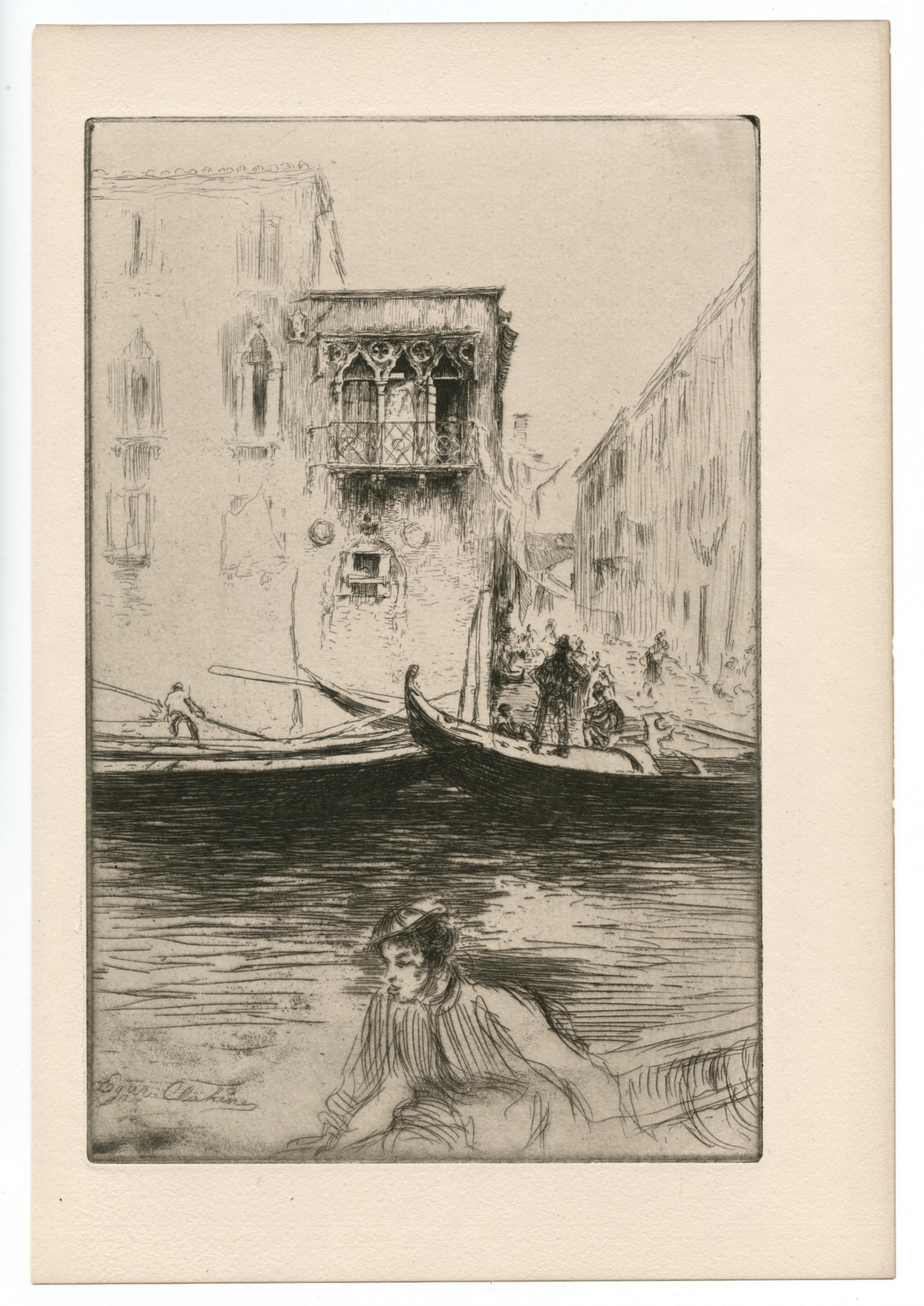 "Rio Ca Foscari, Venice" original etching