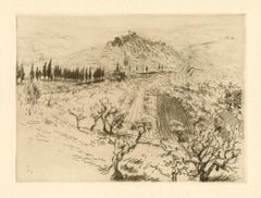 "San Gimignano Colline Poggio" original etching