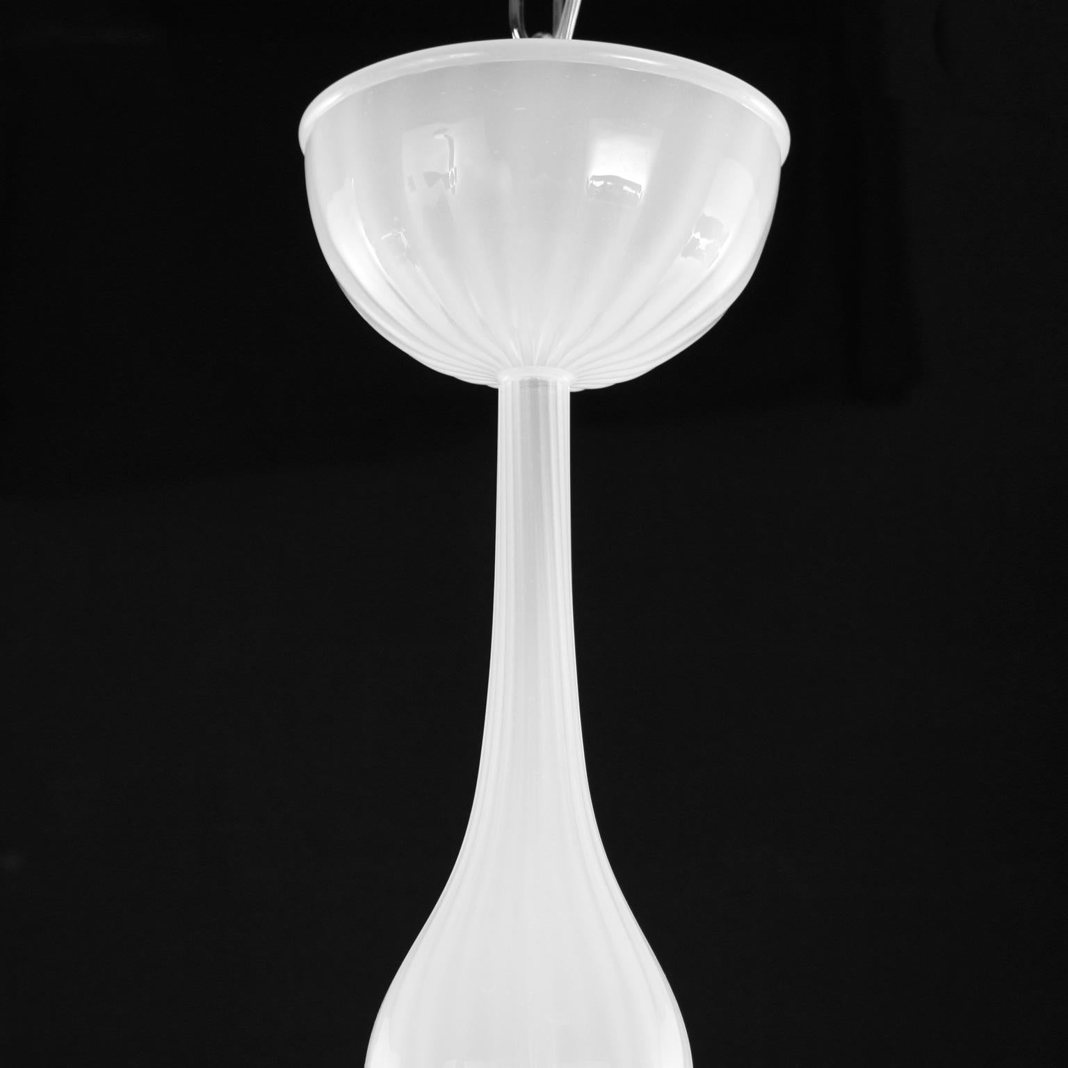 Contemporary Rigadin Chandelier 10+5 arms White Silk Murano Glass Edgar by Multiforme For Sale