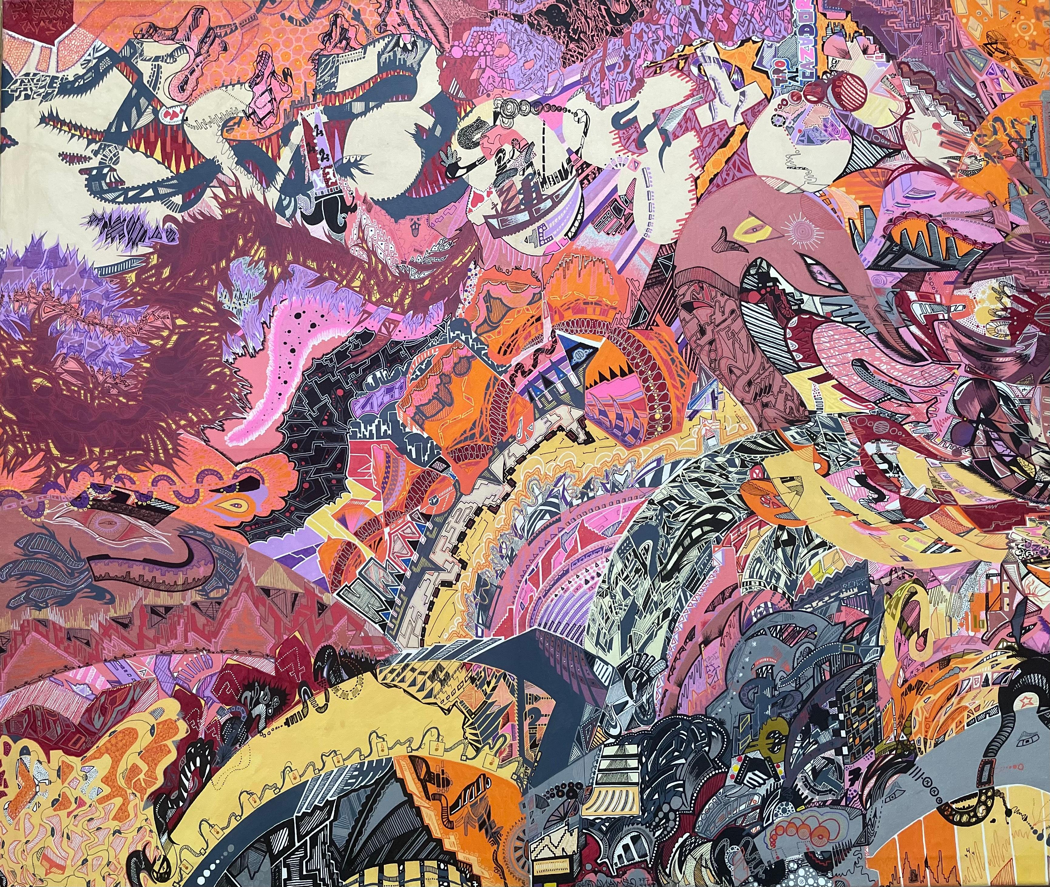 Abstract Painting de Edgar Cuenca - "Protégenos". Arte callejero, contemporáneo, esotérico, místico, Patrones, Gestual