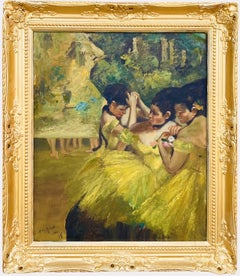 19th century style French impressionist painting Yellow Dancers - Ballet Degas 