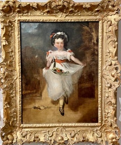 Fillette portant des fleurs dans son tablier