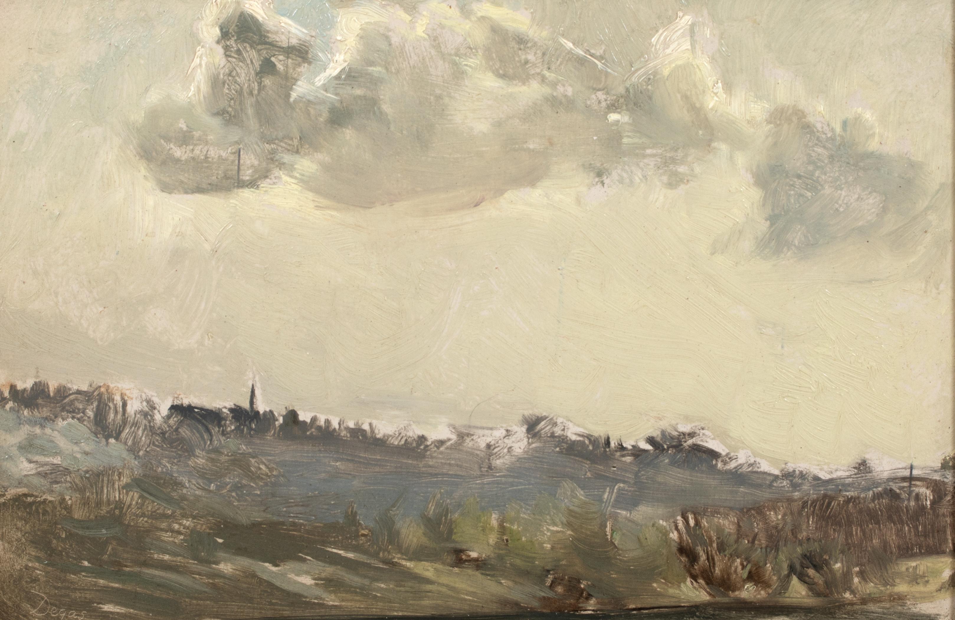 Paysage, XIX secolo  firmato Dega - Landscape Painting Marrone di Unknown