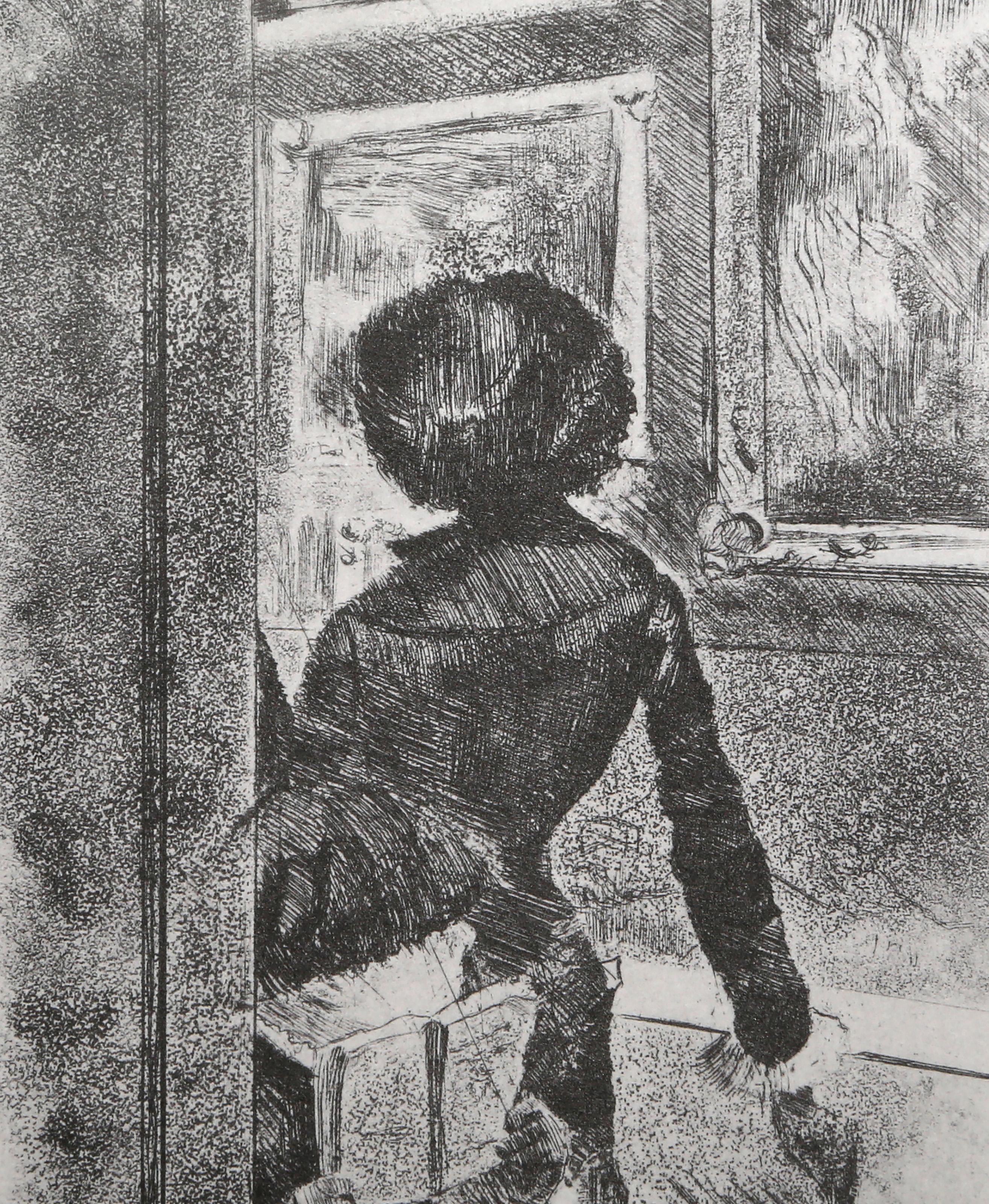 Im Louvre: La Peinture (Mary Cassatt), Impressionistischer Lichtdruck nach Edgar Degas (after) Mary Cassatt im Angebot 1