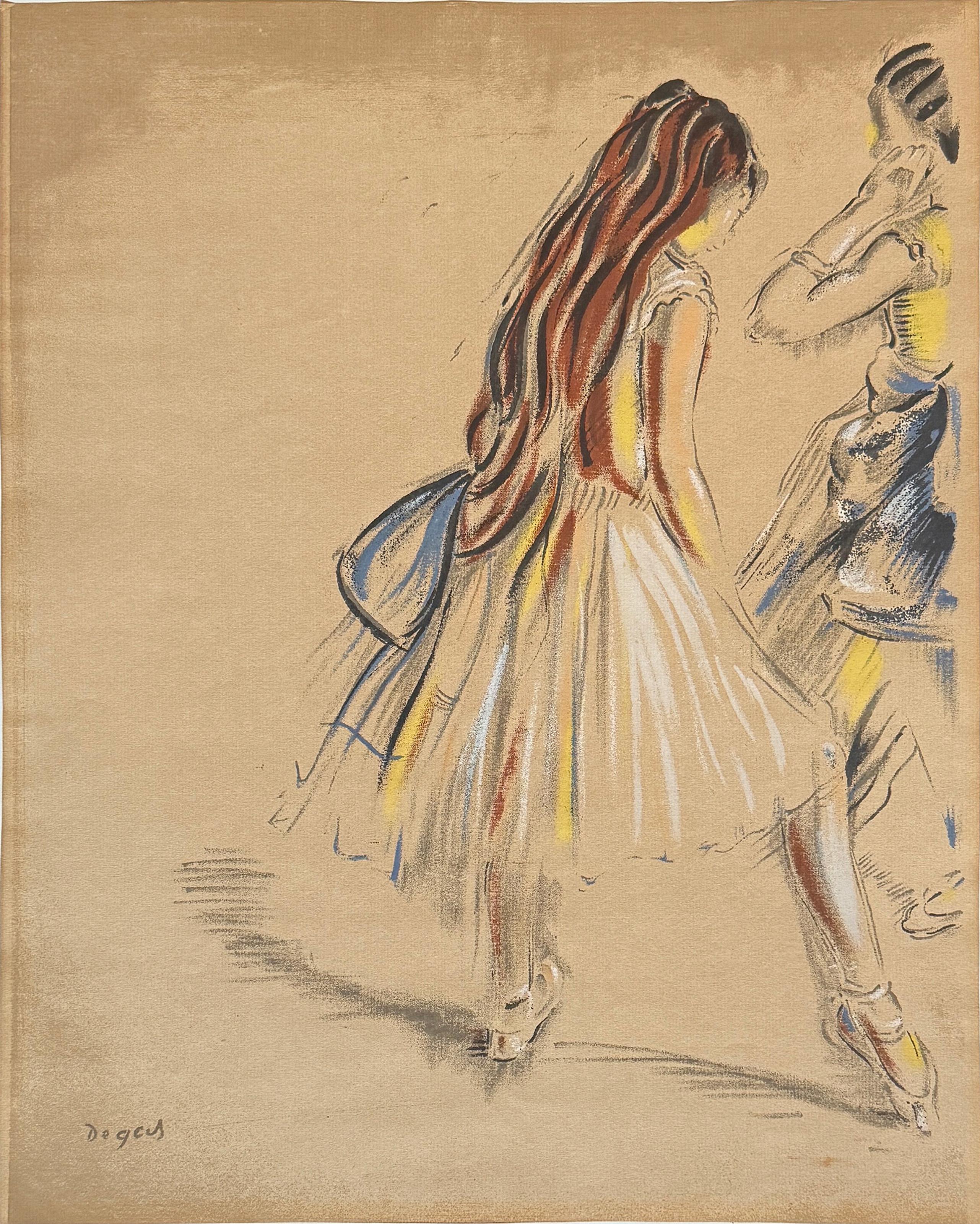 Edgar Degas, French (1834 - 1917) - Ballerinas, Year:  circa 1881, Medium:  Color Pochoir, signed in the plate, Size:  20 x 16 in. (50.8 x 40.64 cm)