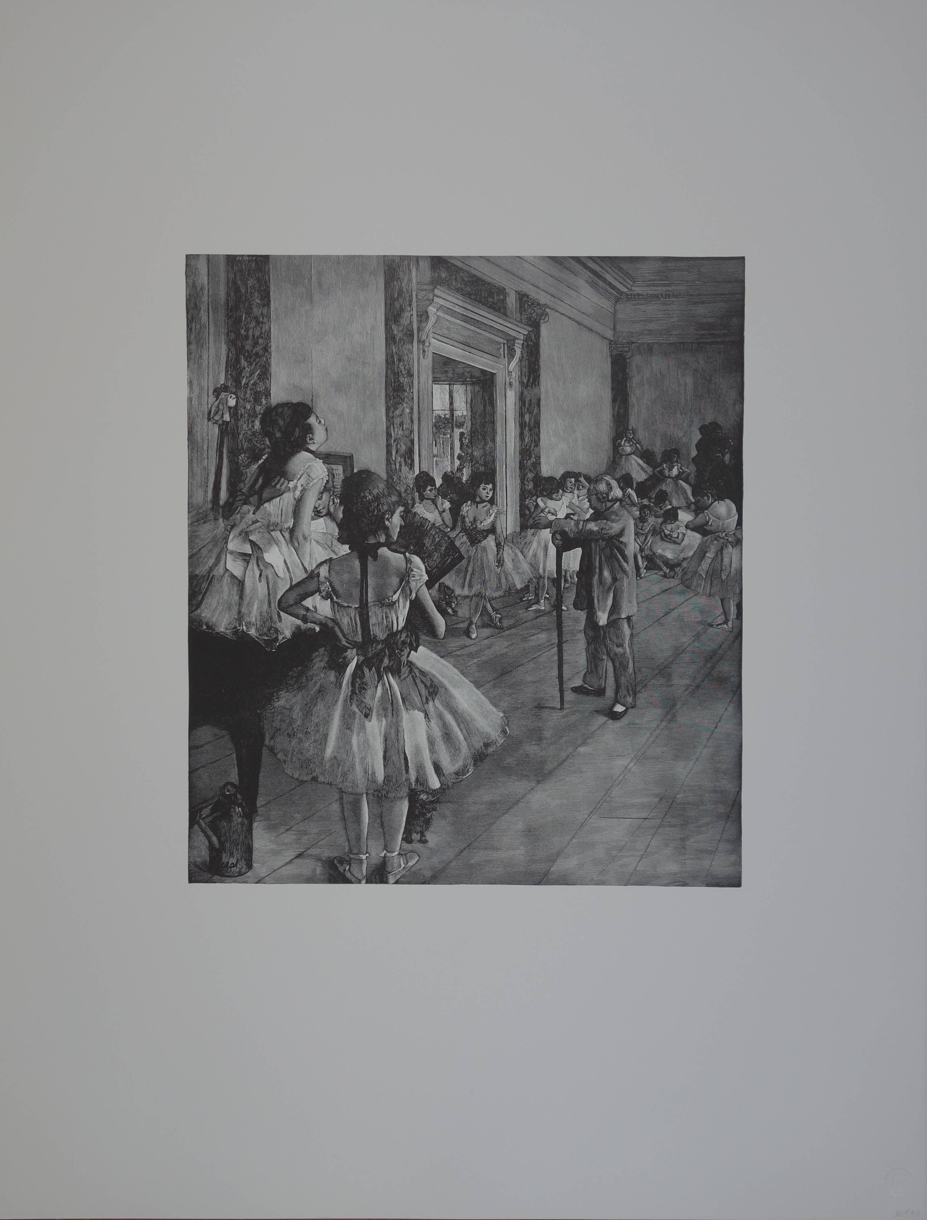 Classe de danse - gravure sur bois - édition vintage du musée du Louvre d'après Edgar DEgas - Print de Edgar Degas
