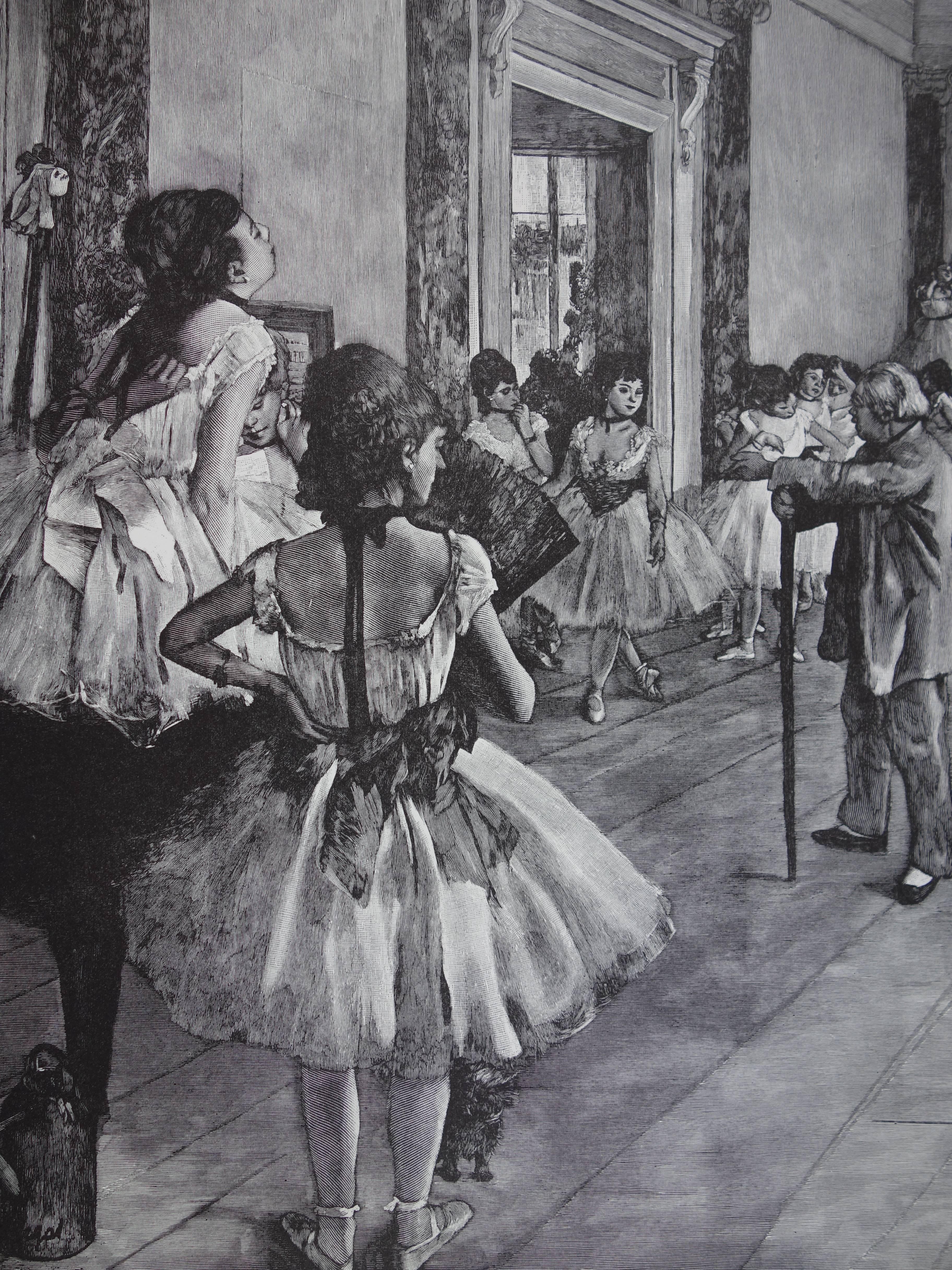 Classe de danse - gravure sur bois - édition vintage du musée du Louvre d'après Edgar DEgas - Gris Interior Print par Edgar Degas