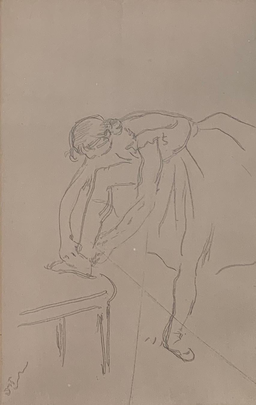 Danseuse Mettant son Chaussonm, Impressionist Etching - Print by Edgar Degas
