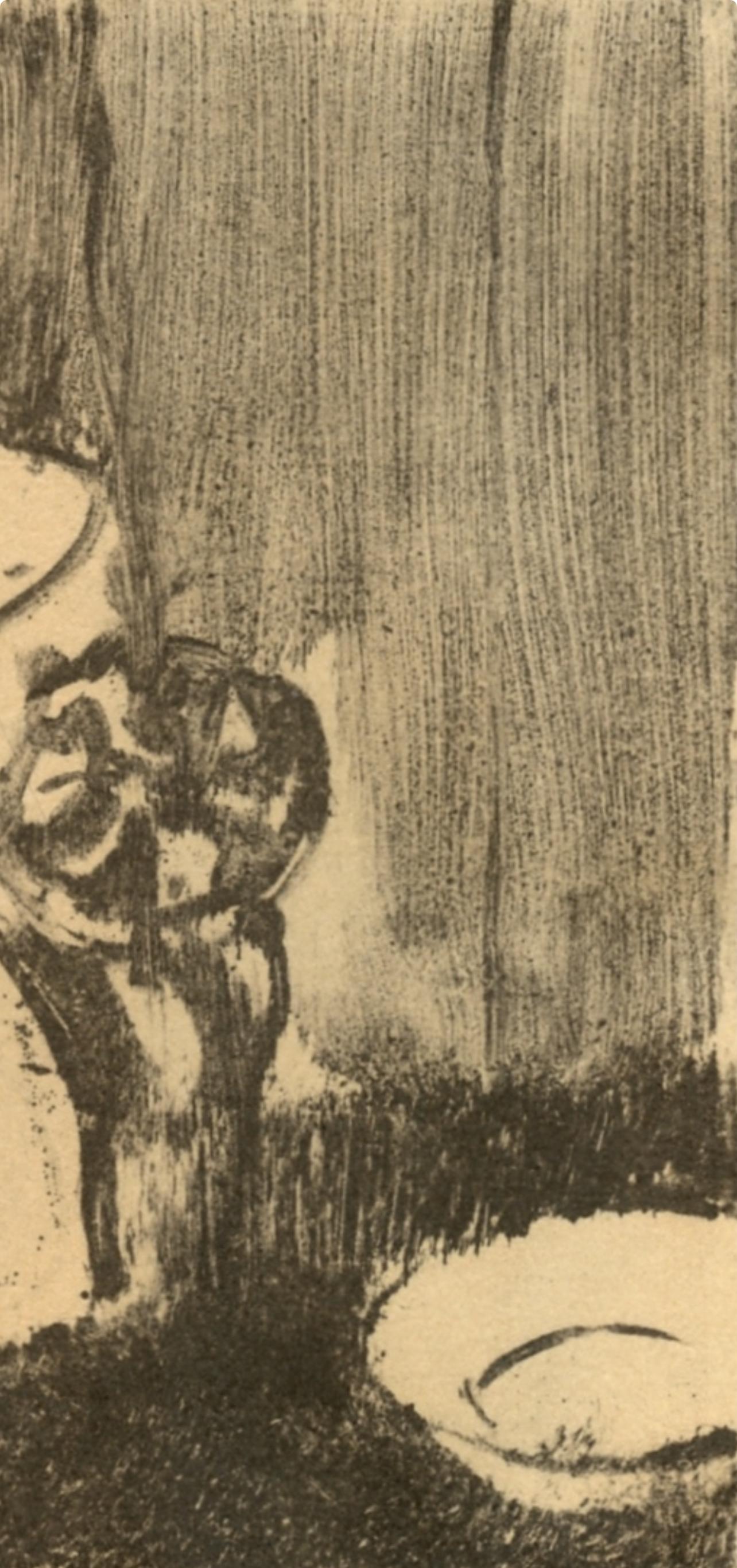 Medium: Engraving on vélin du Marais paper
Year: 1948
Paper Size: 12.25 x 9.125 inches; image size: 4.875 x 6.625 inches
Inscription: Unsigned and unnumbered, as issued
Notes: From the volume, E. Degas Monotypes, 1948. Published by Quatre
