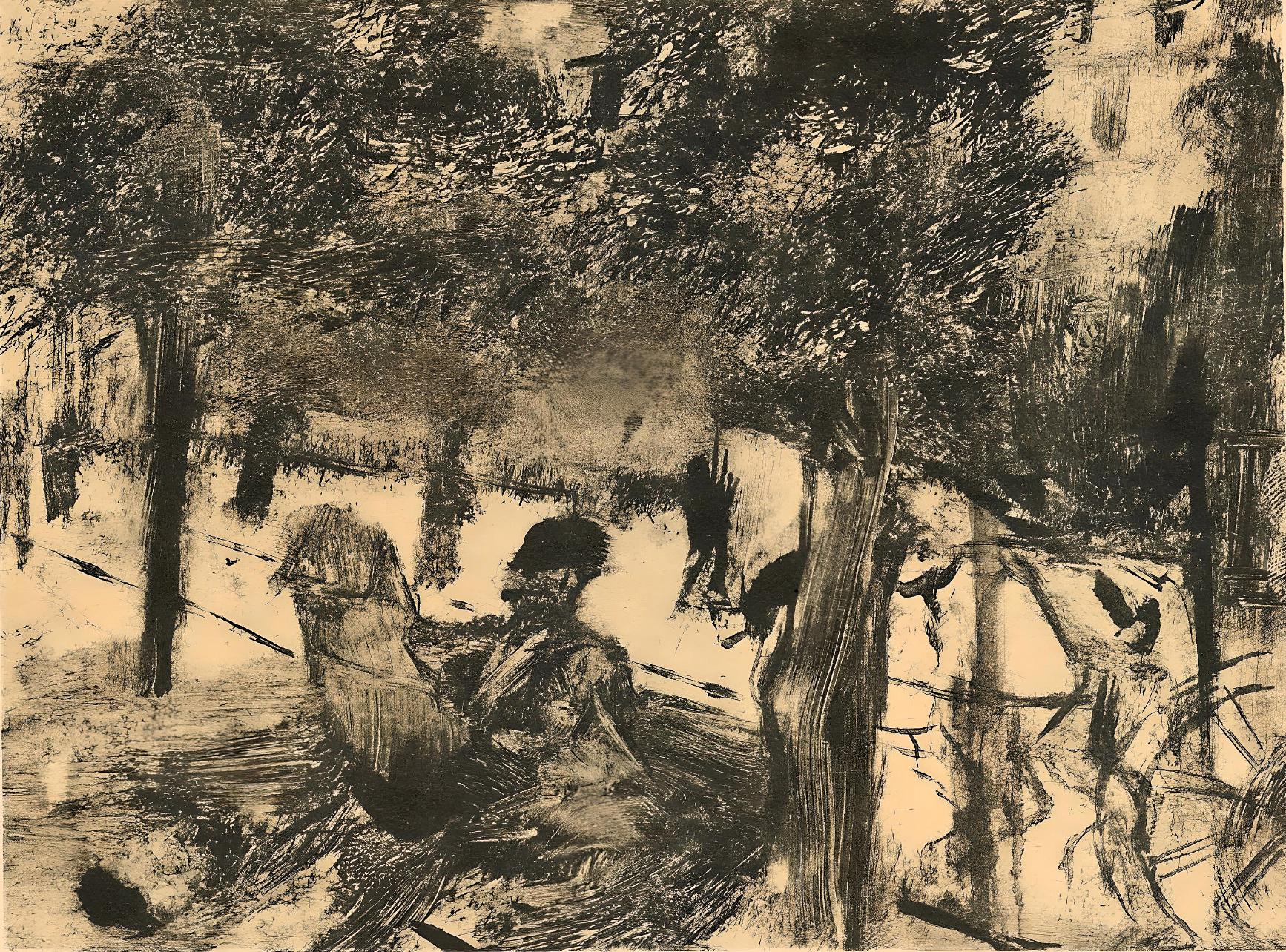 Edgar Degas Landscape Print - Degas, Avenue du Bois-de-Bologne, E. Degas Monotypes (after)