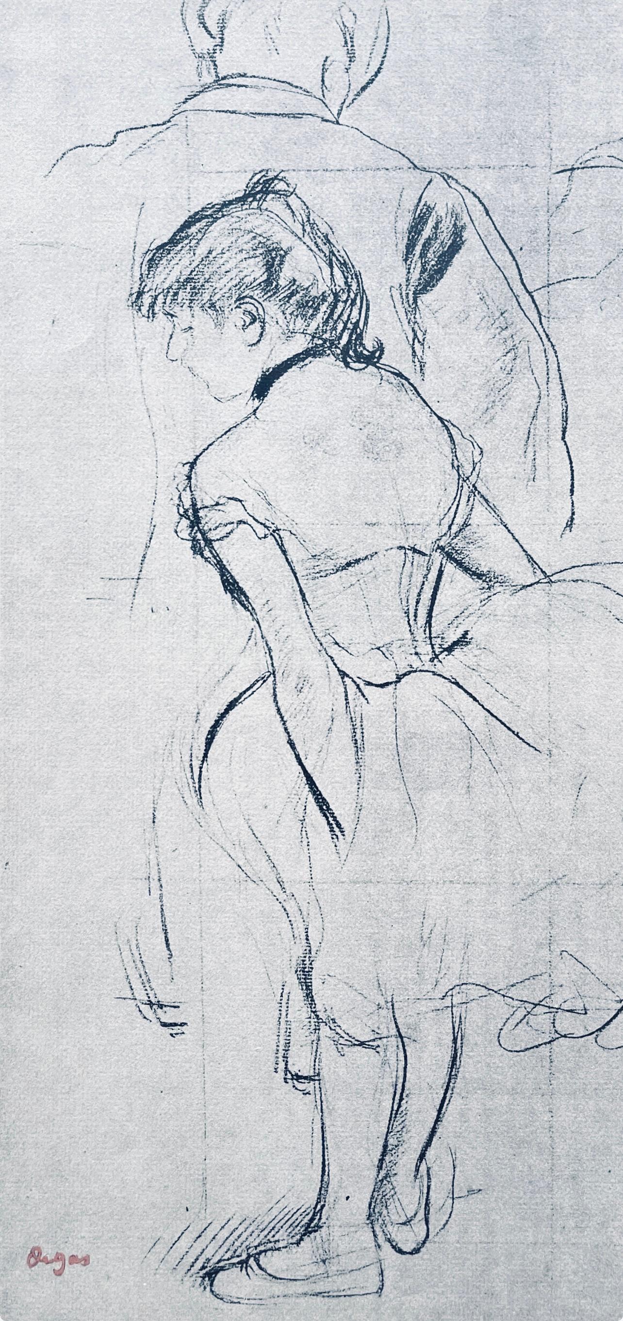 Degas, Danseuse en train d'arranger sa robe, Dix croquis de ballet (après) - Print de Edgar Degas