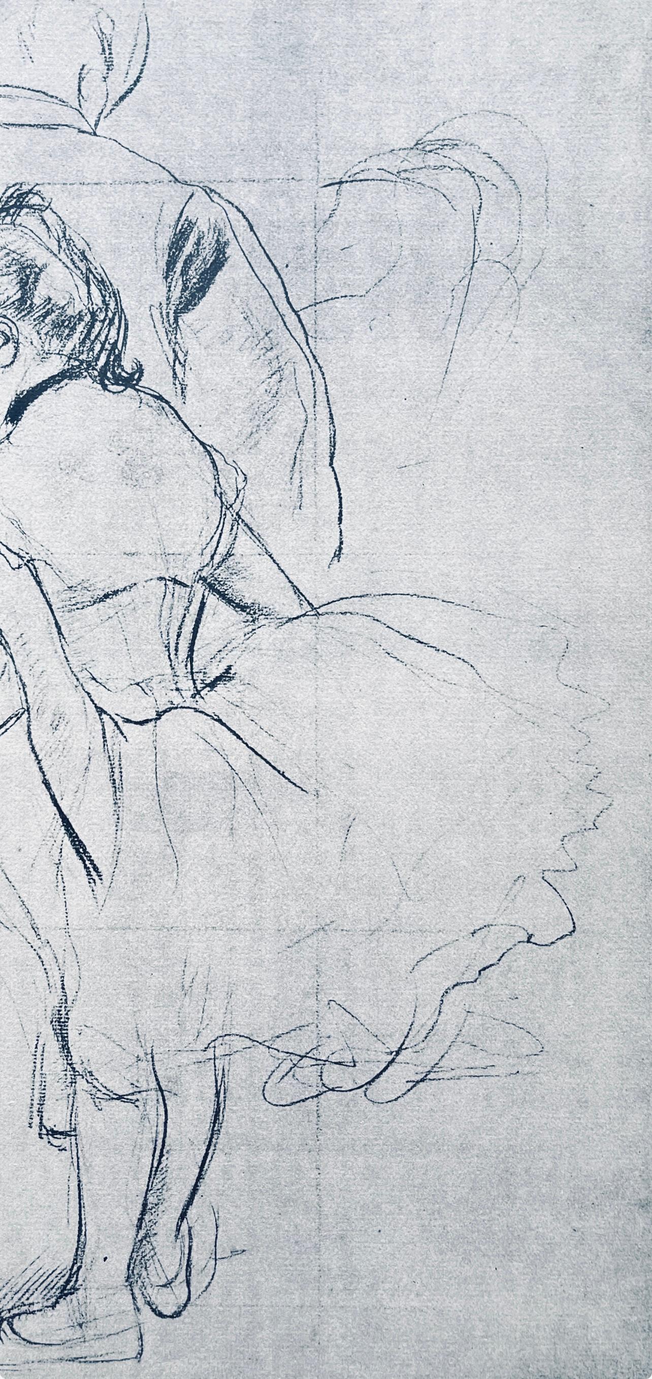 Degas, Danseuse en train d'arranger sa robe, Dix croquis de ballet (après) - Impressionnisme Print par Edgar Degas
