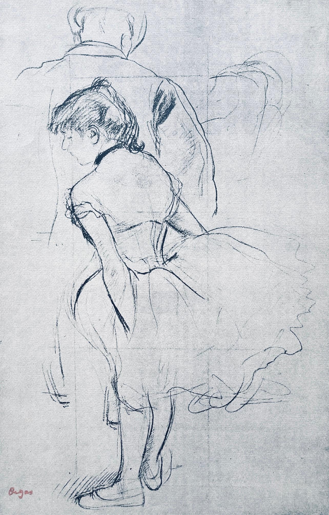 Landscape Print Edgar Degas - Degas, Danseuse en train d'arranger sa robe, Dix croquis de ballet (après)