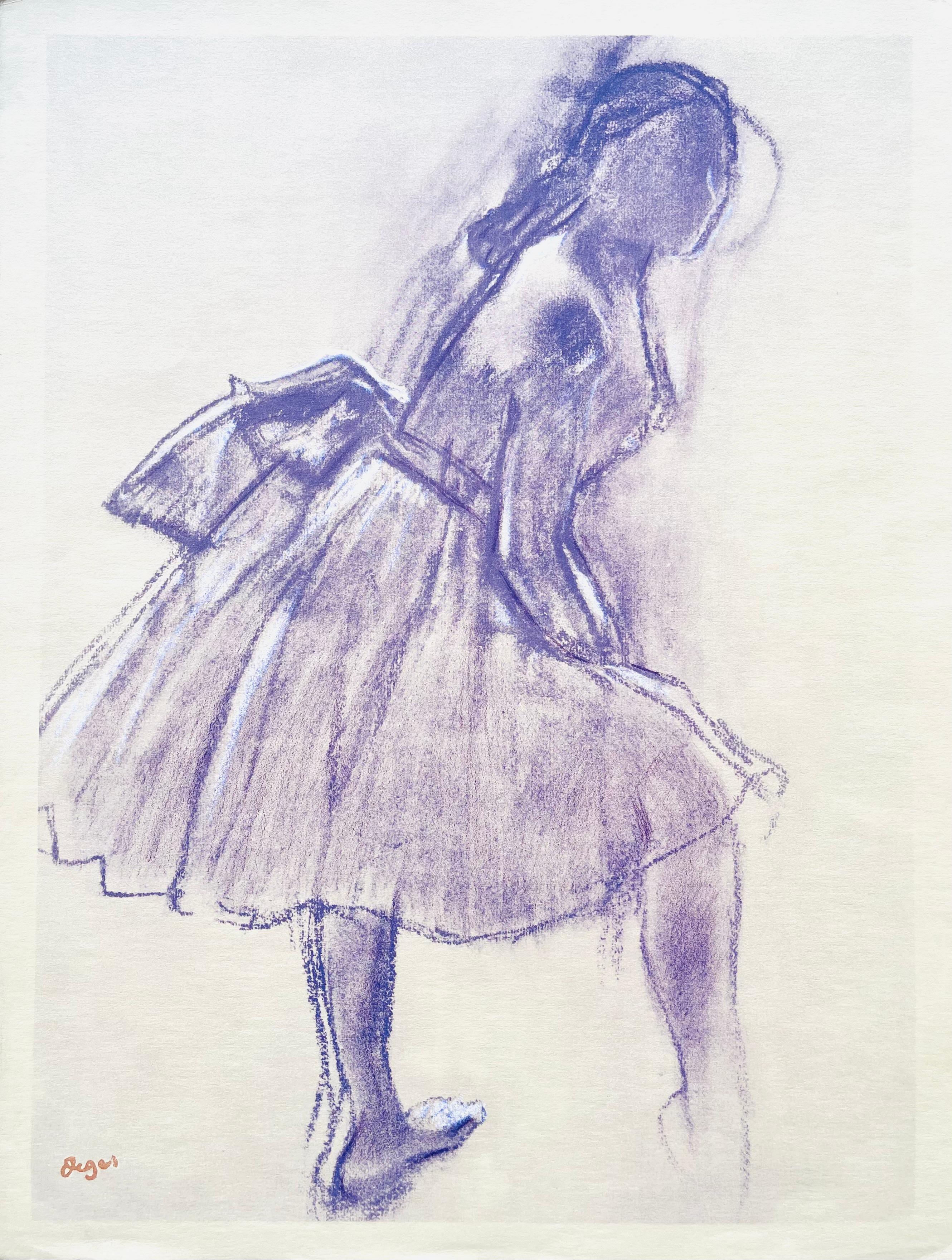 Degas, Dancer standing, in profile, Ten Ballet Sketches (after) - Gray Landscape Print by Edgar Degas