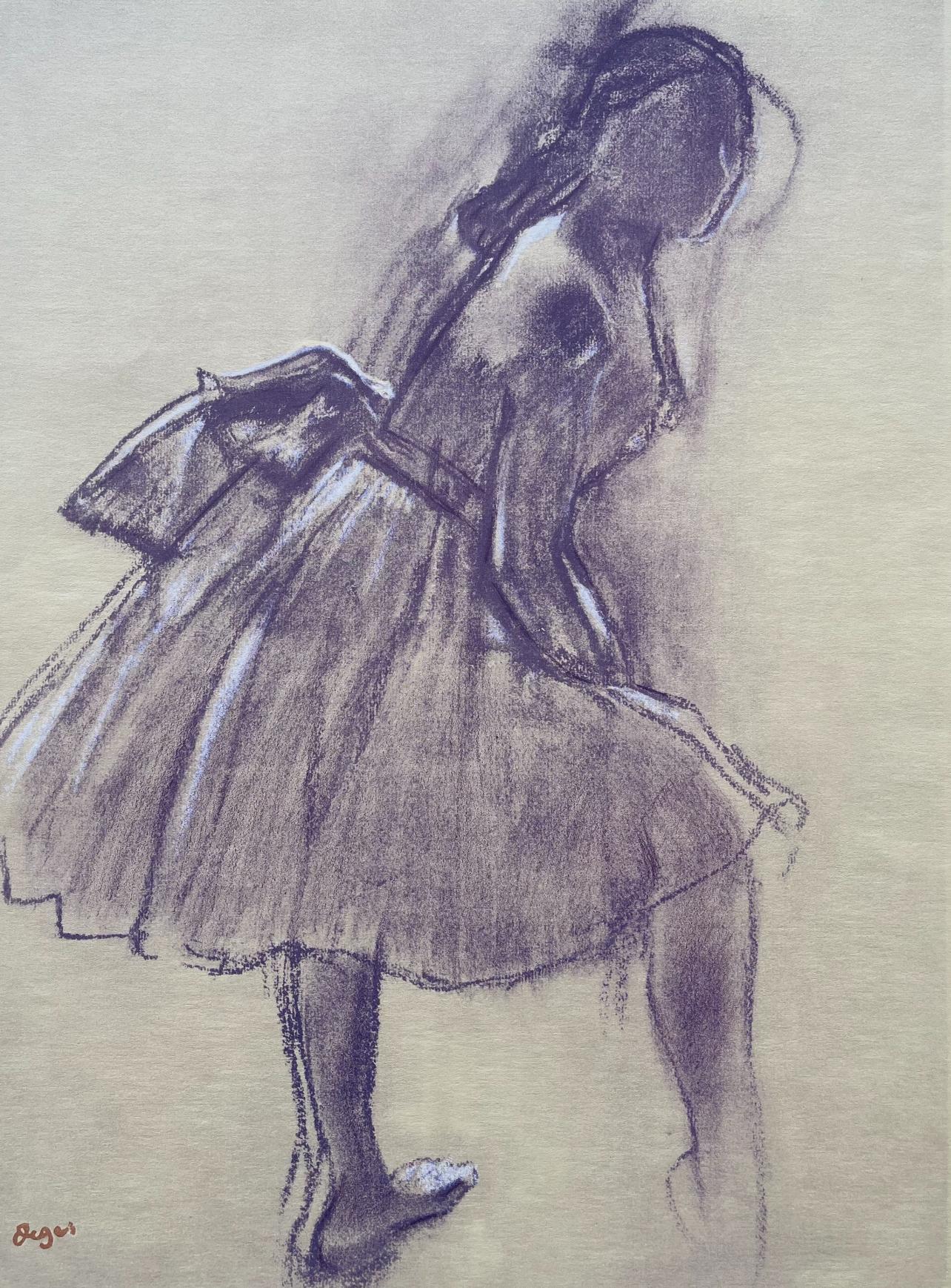 Edgar Degas Interior Print – Degas, Tänzerin stehend, im Profil, Zehn Ballettskizzen (nach dem Profil)
