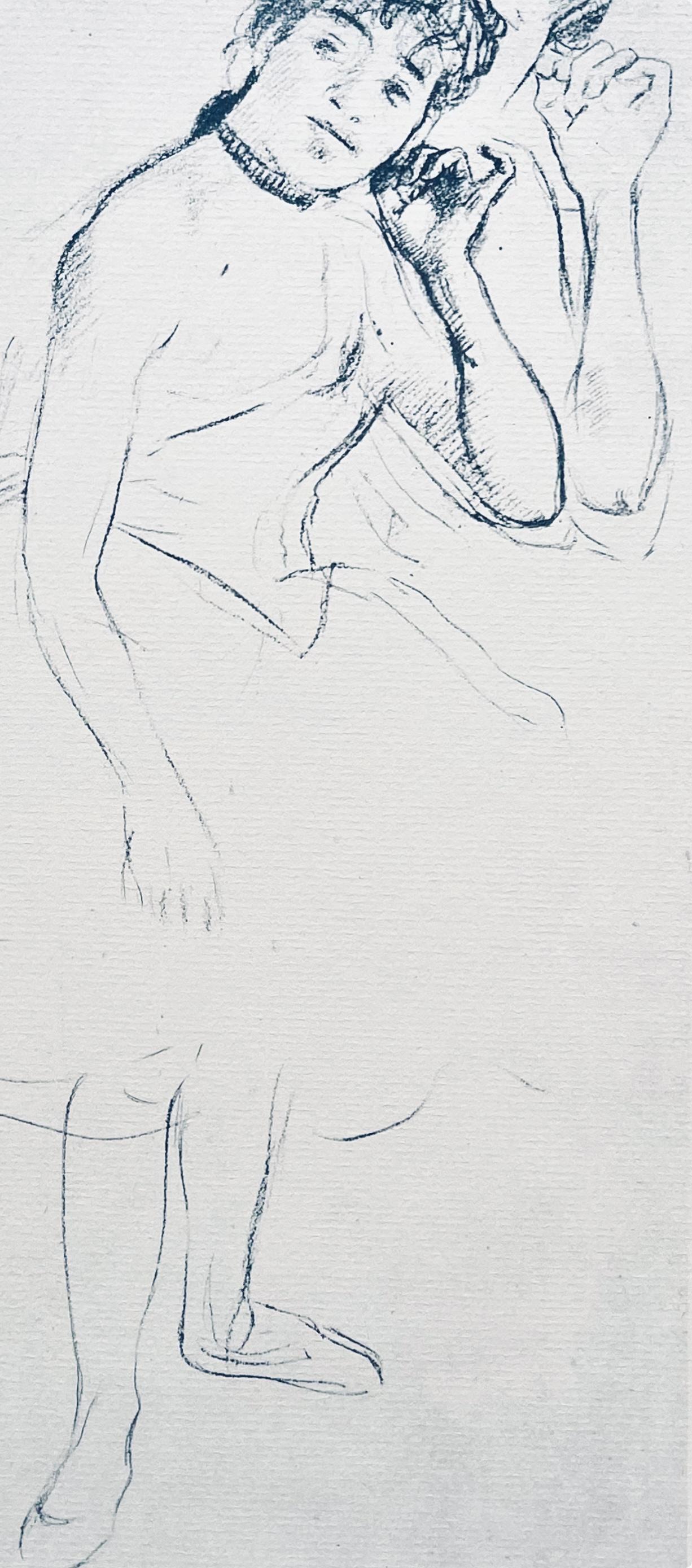 Dega, Danseuse touchant sa boucle d'oreille, Dix esquisses de ballets (d'après) - Print de Edgar Degas