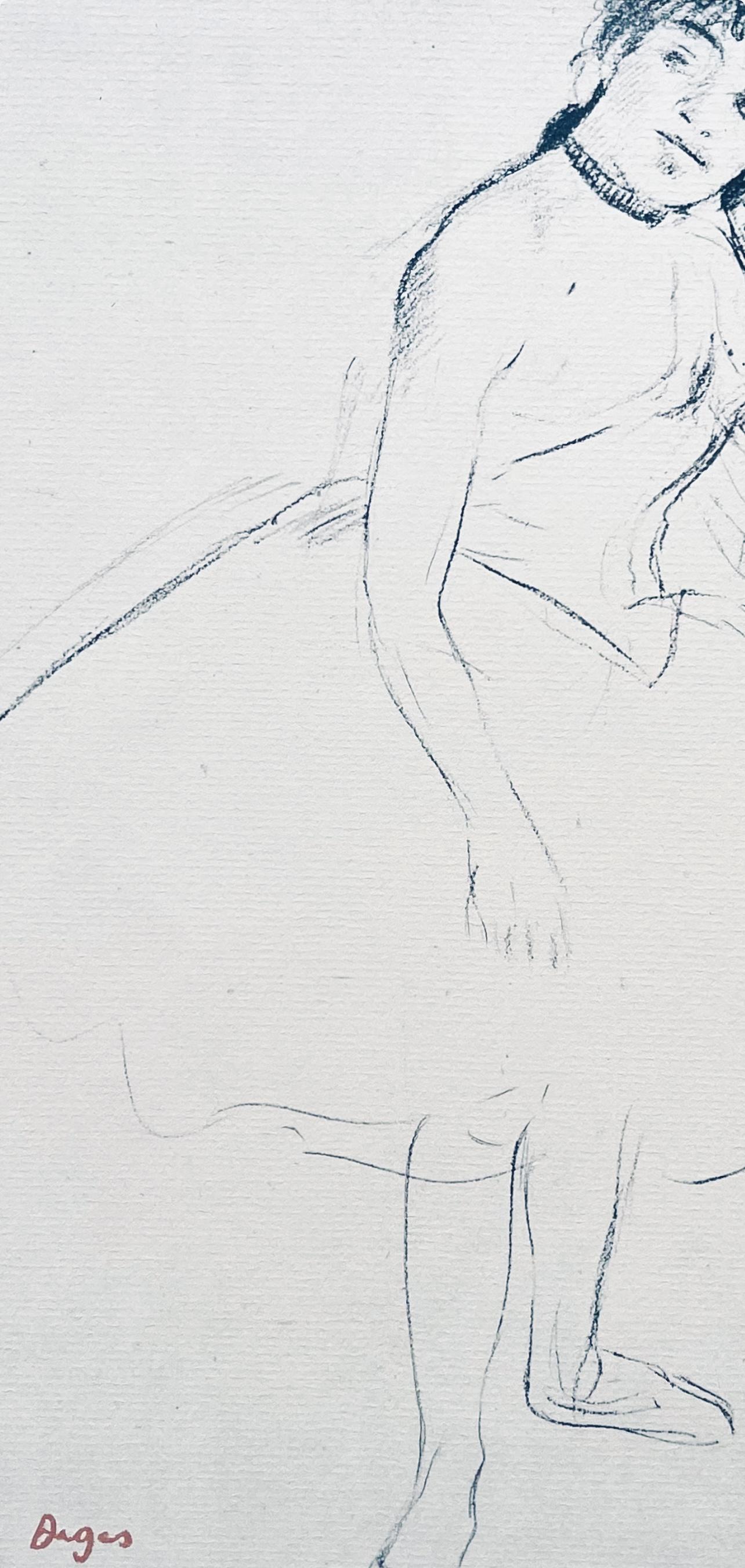 Dega, Danseuse touchant sa boucle d'oreille, Dix esquisses de ballets (d'après) - Impressionnisme Print par Edgar Degas