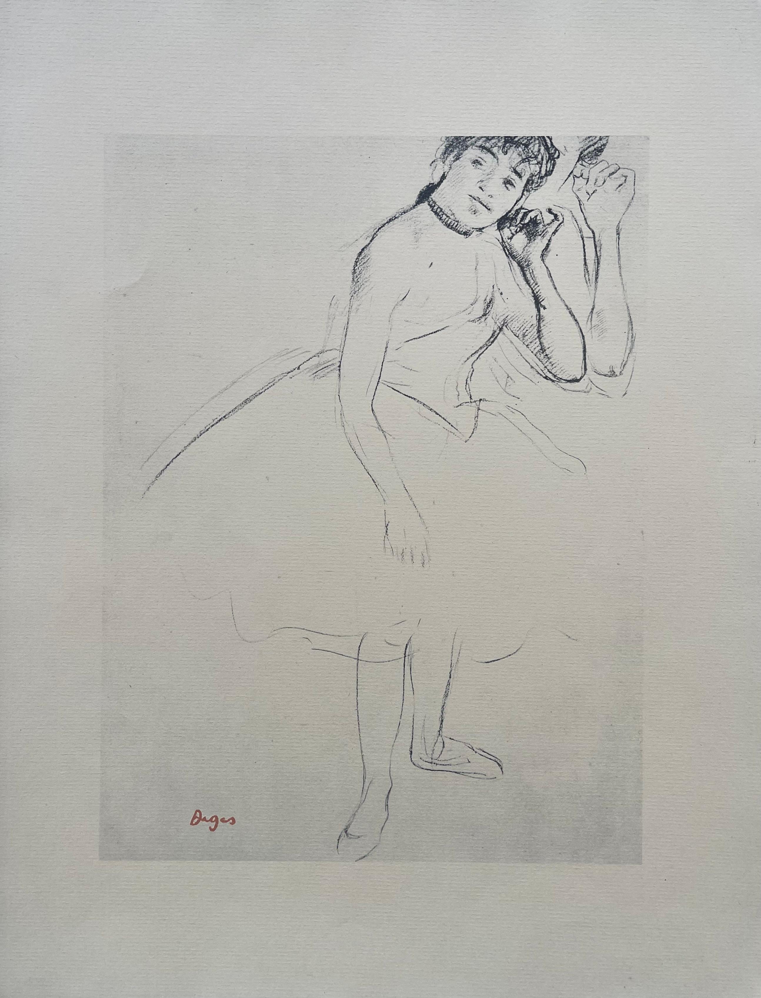 Degas, Tänzerin, die ihren Ohrring berührt, Zehn Ballettskizzen (nach) im Angebot 1