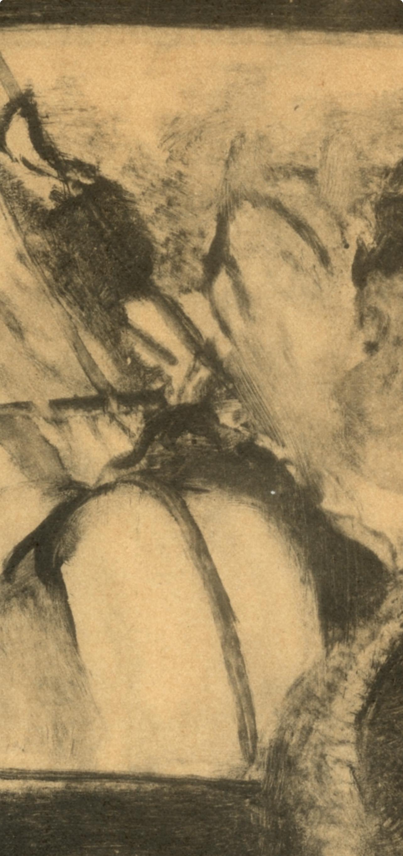 Degas, Dans l'Omnibus, E. Degas Monotypes (after) - Brown Landscape Print by Edgar Degas