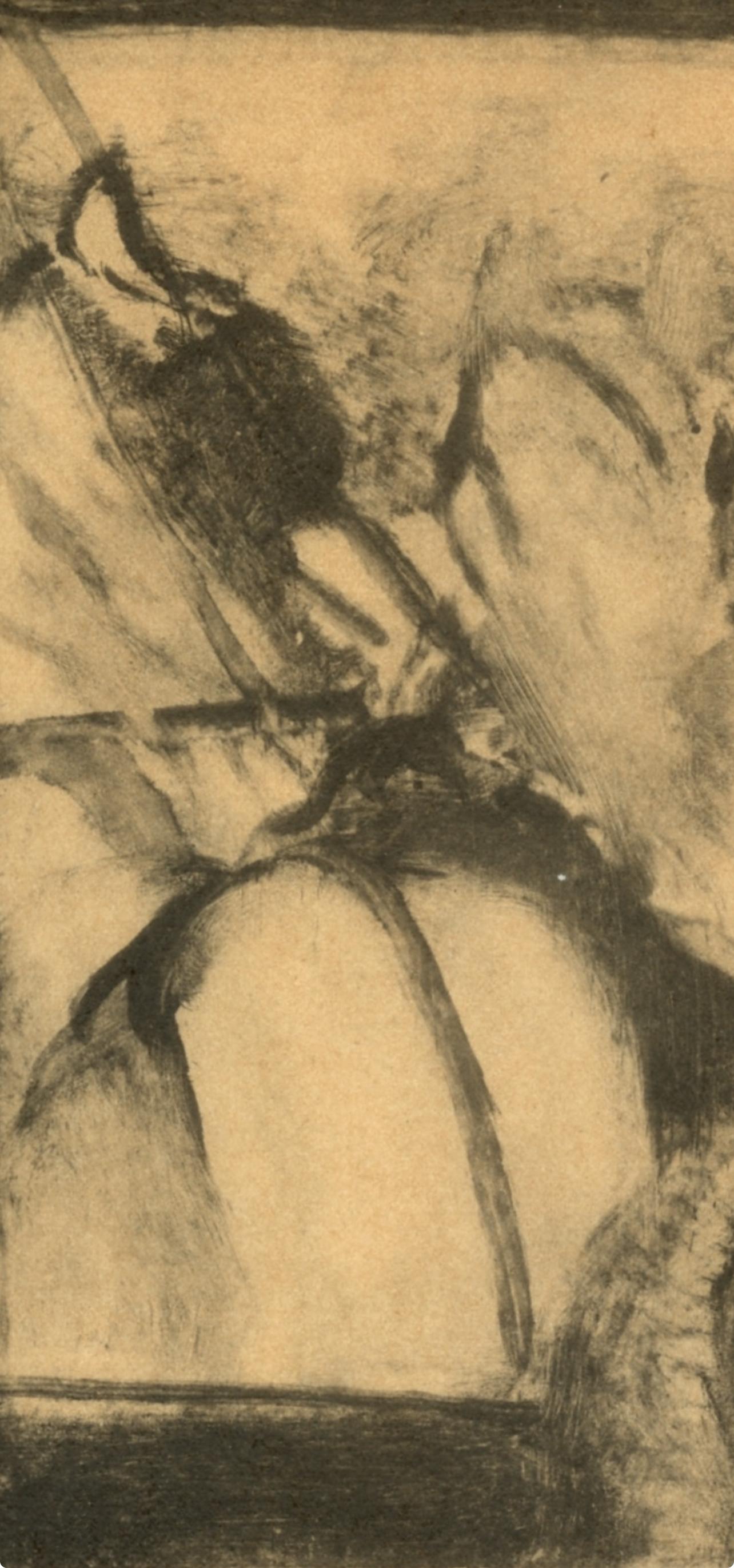 Medium: Engraving on vélin du Marais paper
Year: 1948
Paper Size: 12.25 x 9.125 inches; image size: 6.5 x 7 inches
Inscription: Unsigned and unnumbered, as issued
Notes: From the volume, E. Degas Monotypes, 1948. Published by Quatre Chemins-Editart,