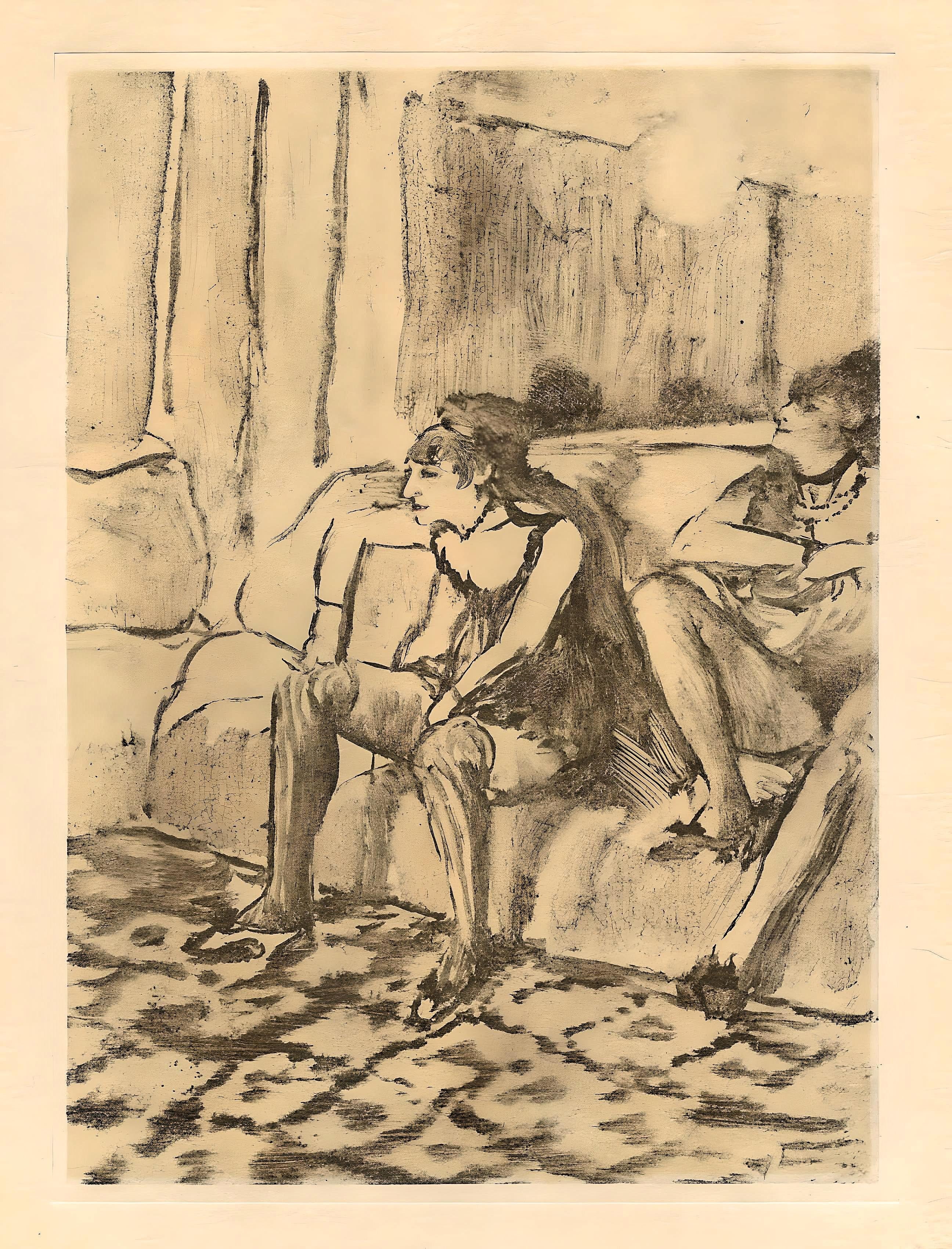 Medium: Engraving on vélin du Marais paper
Year: 1948
Paper Size: 12.25 x 9.125 inches; image size: 6.5 x 4.75 inches
Inscription: Unsigned and unnumbered, as issued
Notes: From the volume, E. Degas Monotypes, 1948. Published by Quatre