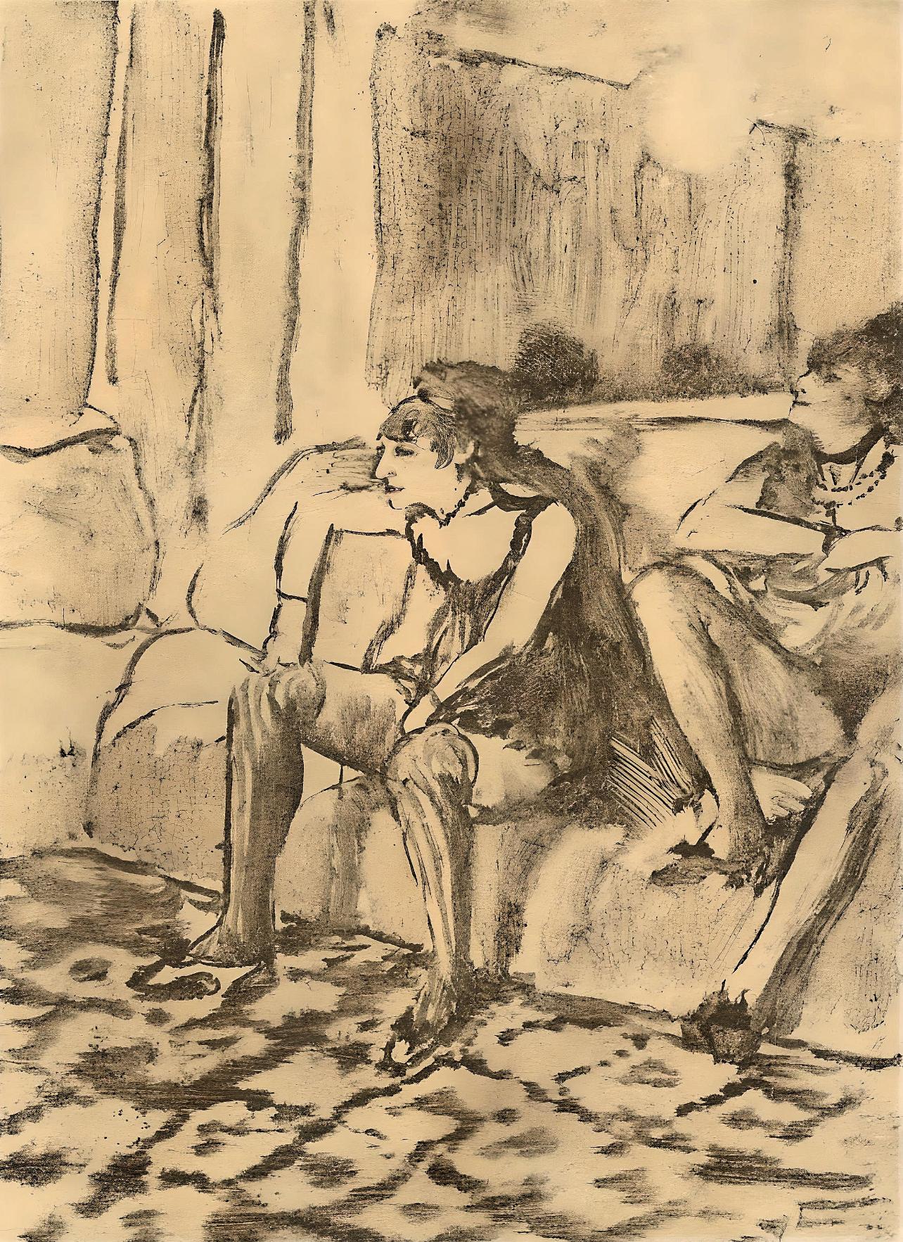 Edgar Degas Landscape Print - Degas, Deux Femmes, E. Degas Monotypes (after)