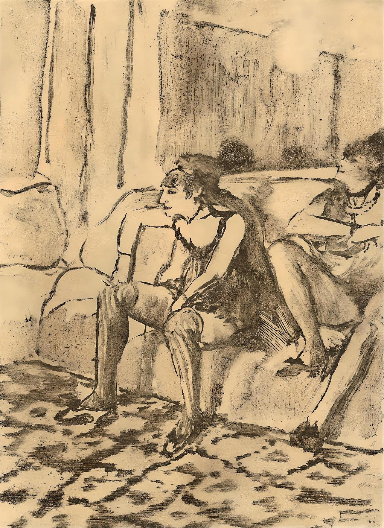 Edgar Degas Interior Print – Degas, Deux Femmes, Les Monotypes (nach)