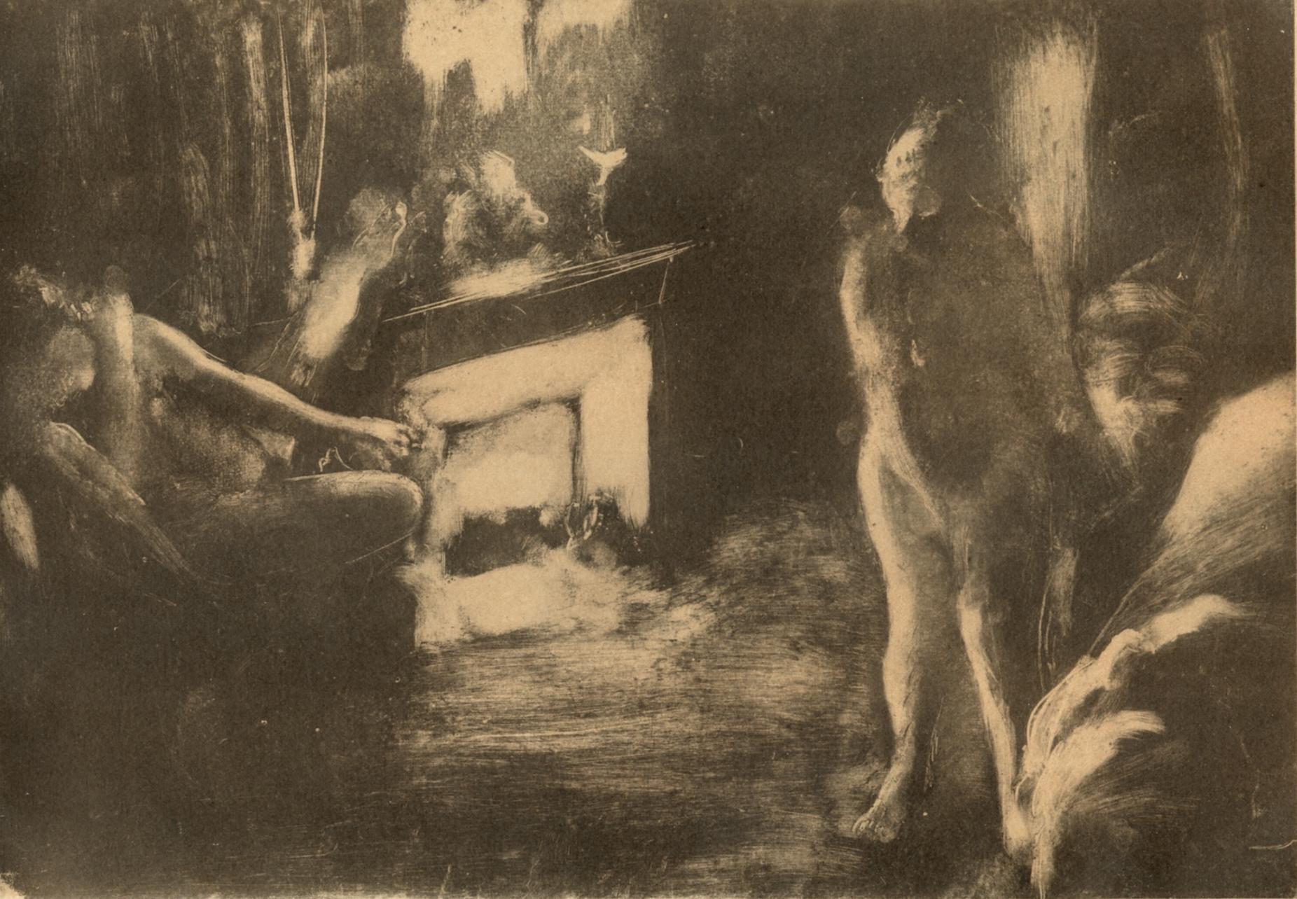 Edgar Degas Interior Print - Degas, Devant la Cheminee, Les Monotypes (after)