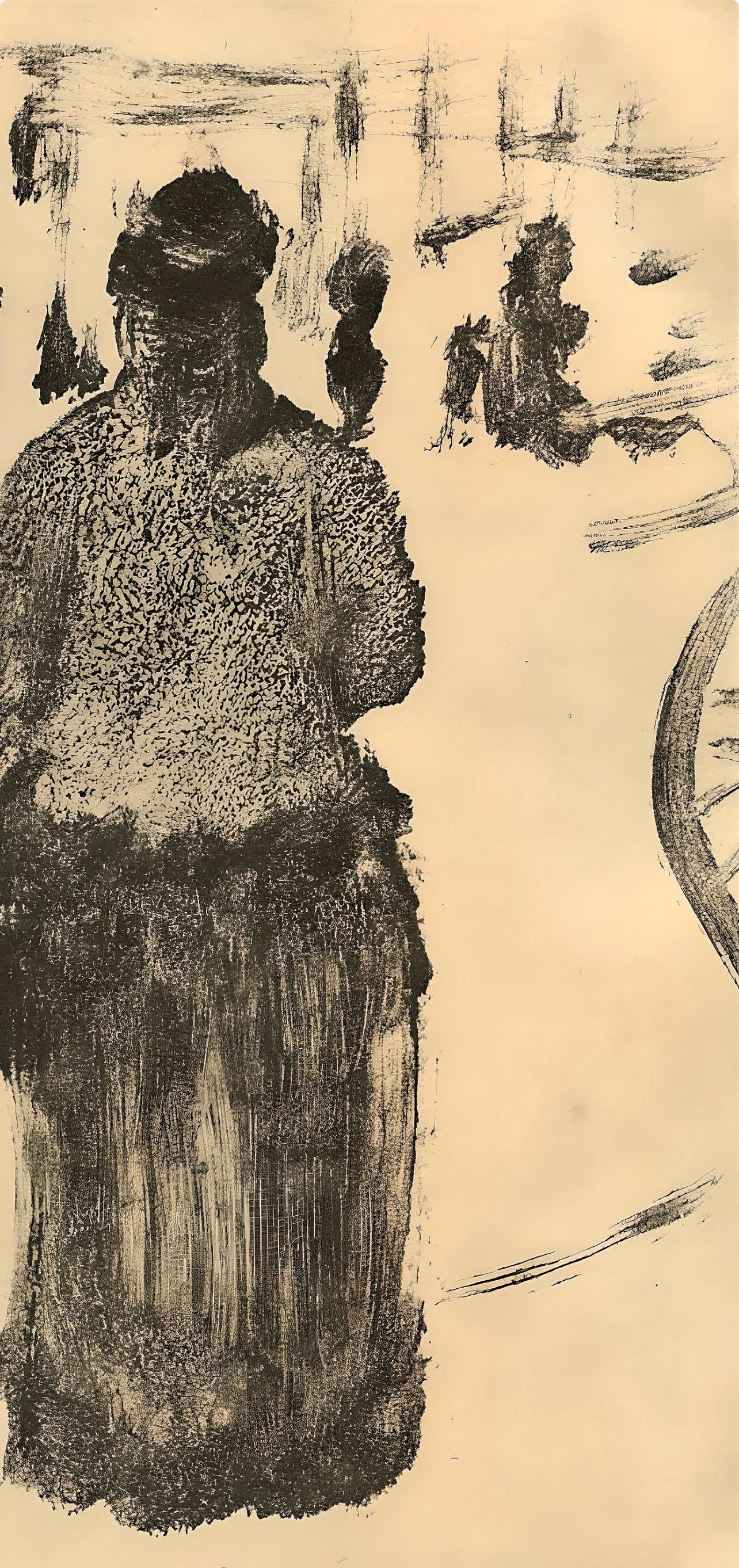 Degas, Famille Cardinal, E. Degas Monotypes (d'après) - Beige Landscape Print par Edgar Degas